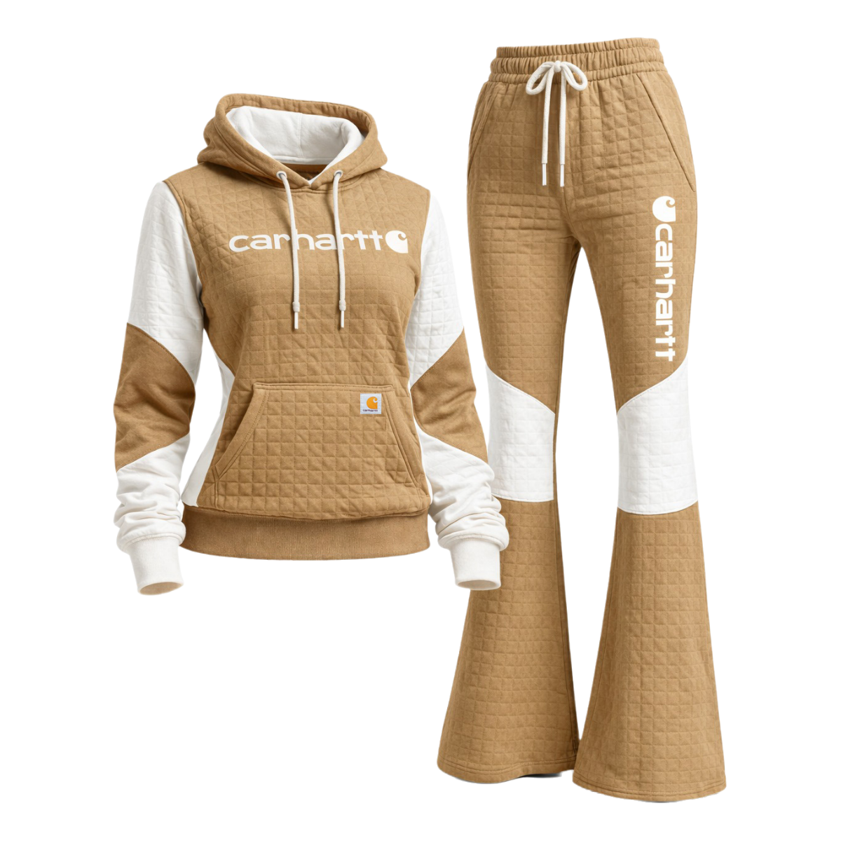 Women's Vintage Suede Pocket Sweat Suit-Black + White