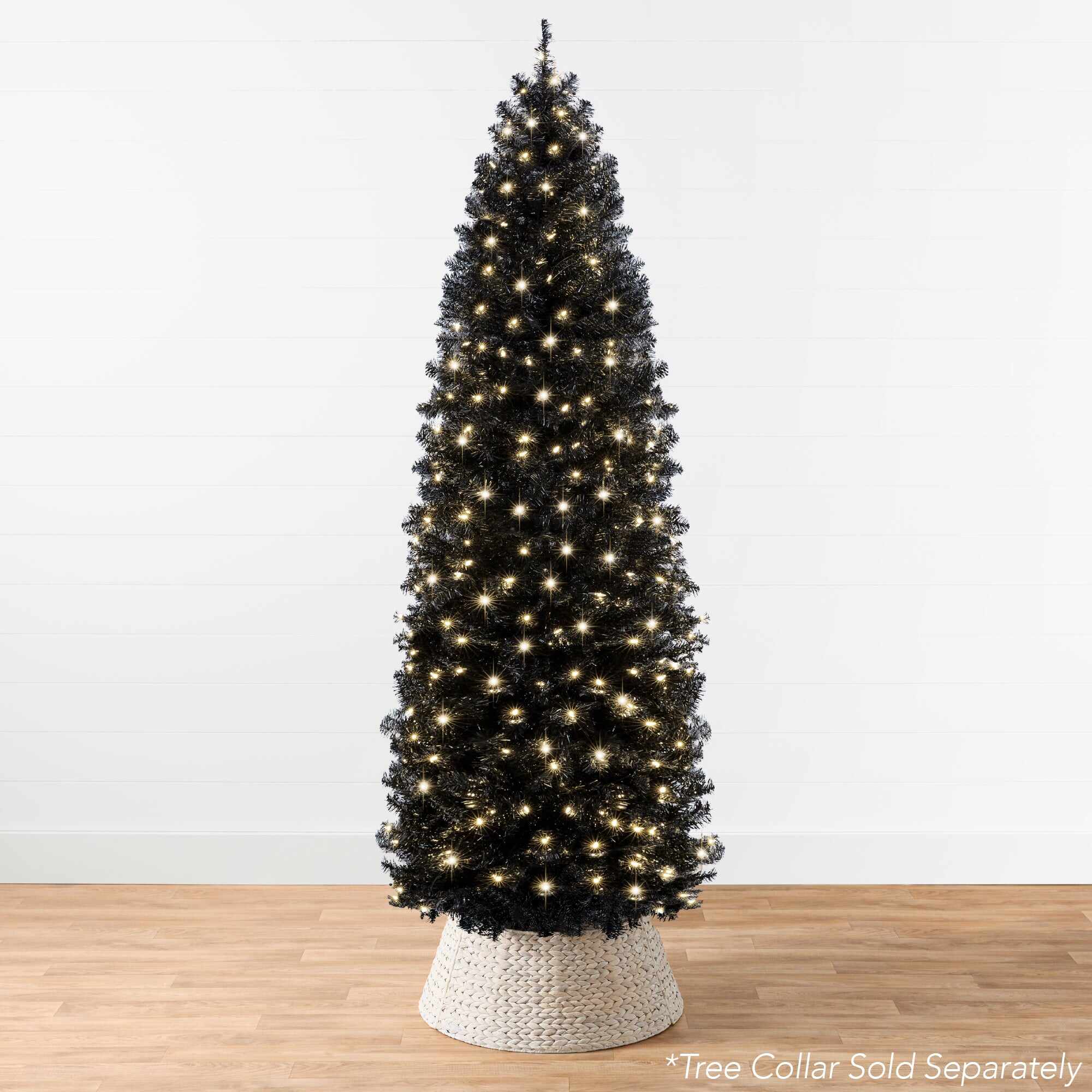 Pre-Lit Black Artificial Pencil Holiday Tree