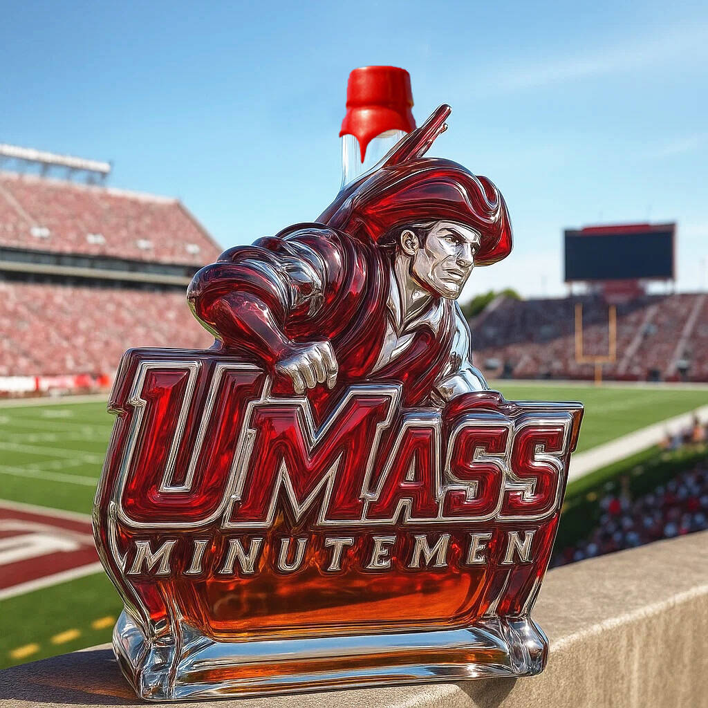 University of Massachusetts Minutemen Whiskey Bottle