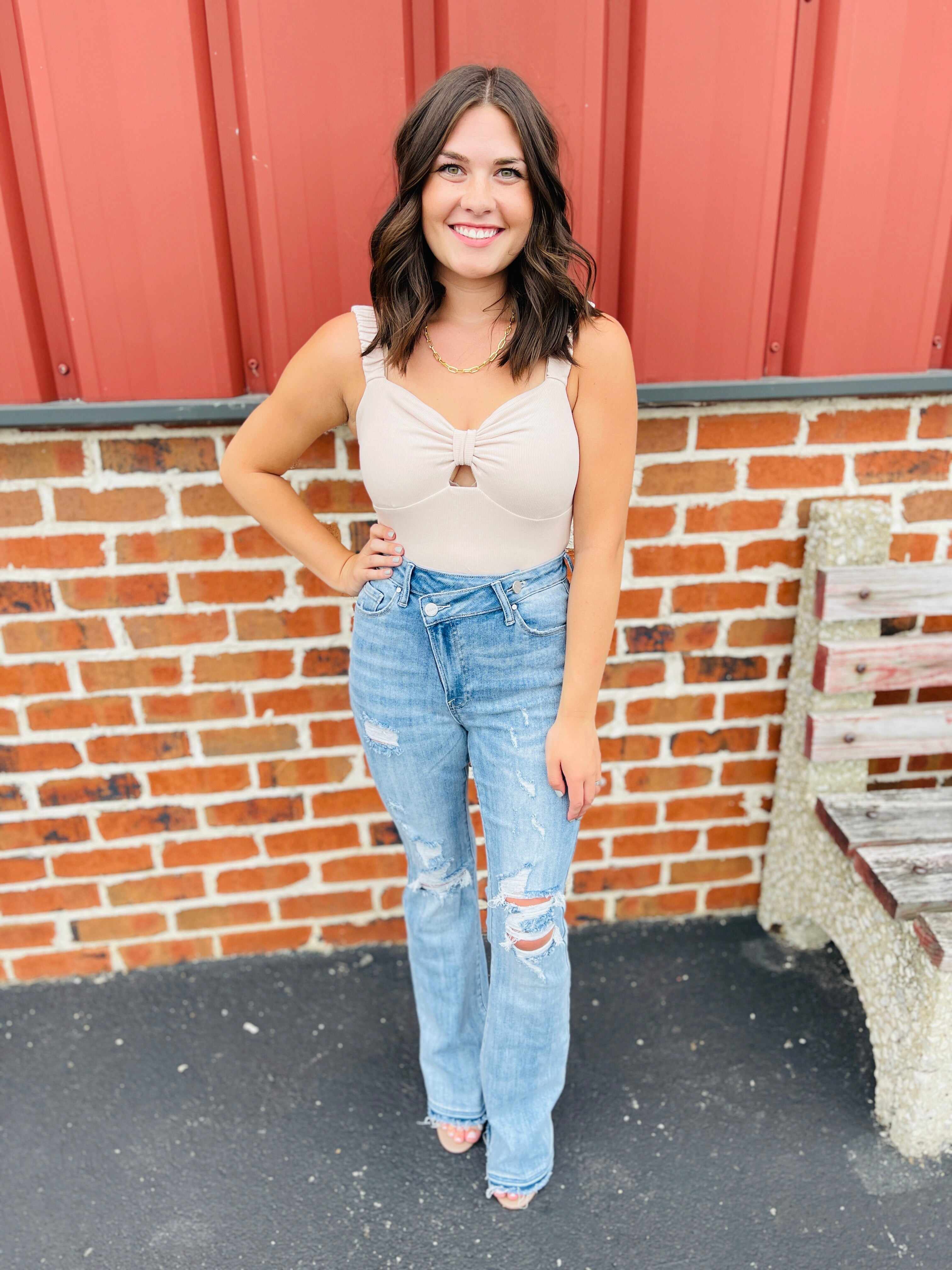 Risen Plus/Reg Make Them Stare Crossover Flare Jeans