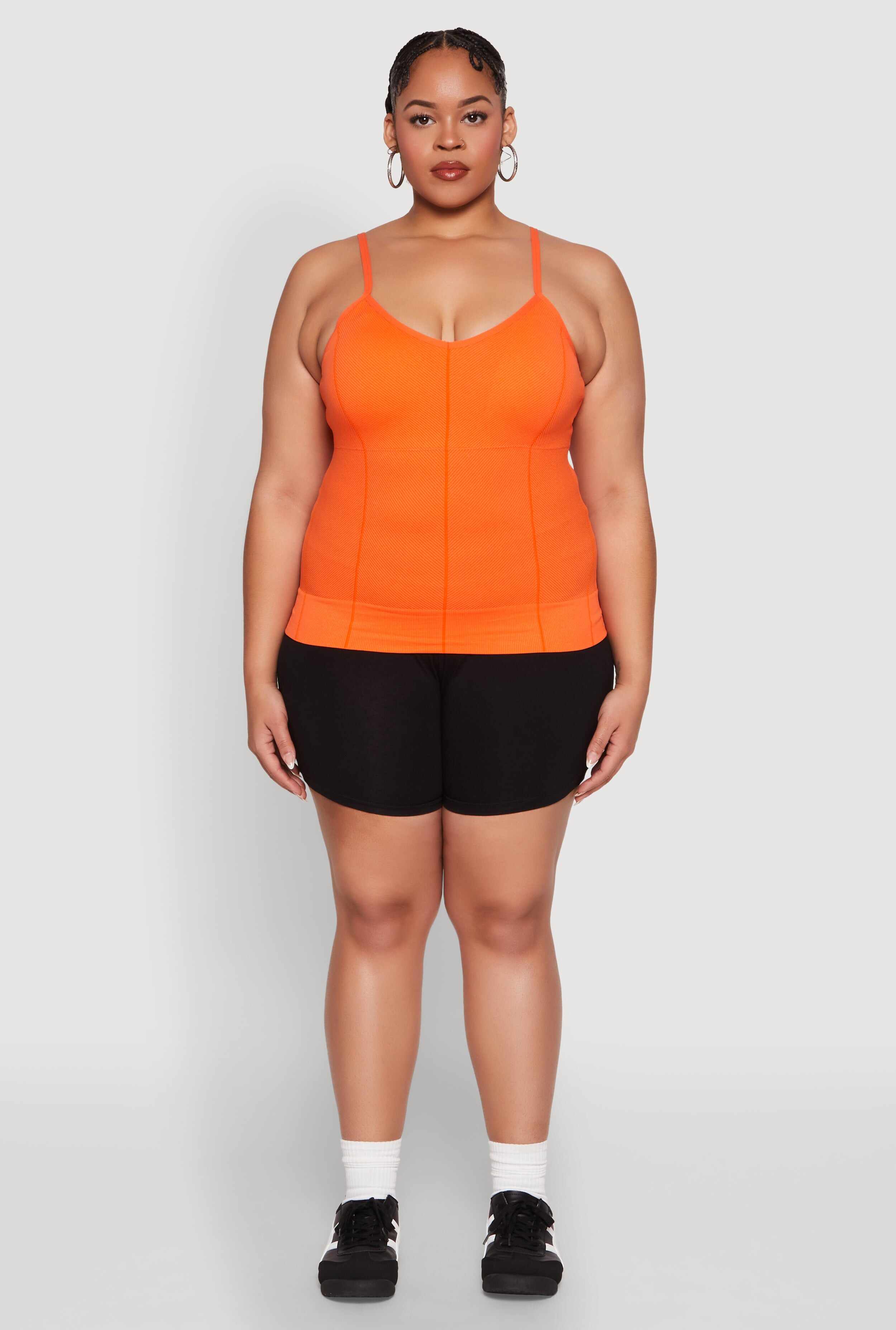 Plus Size Seamless Ribbed V Neck Cami