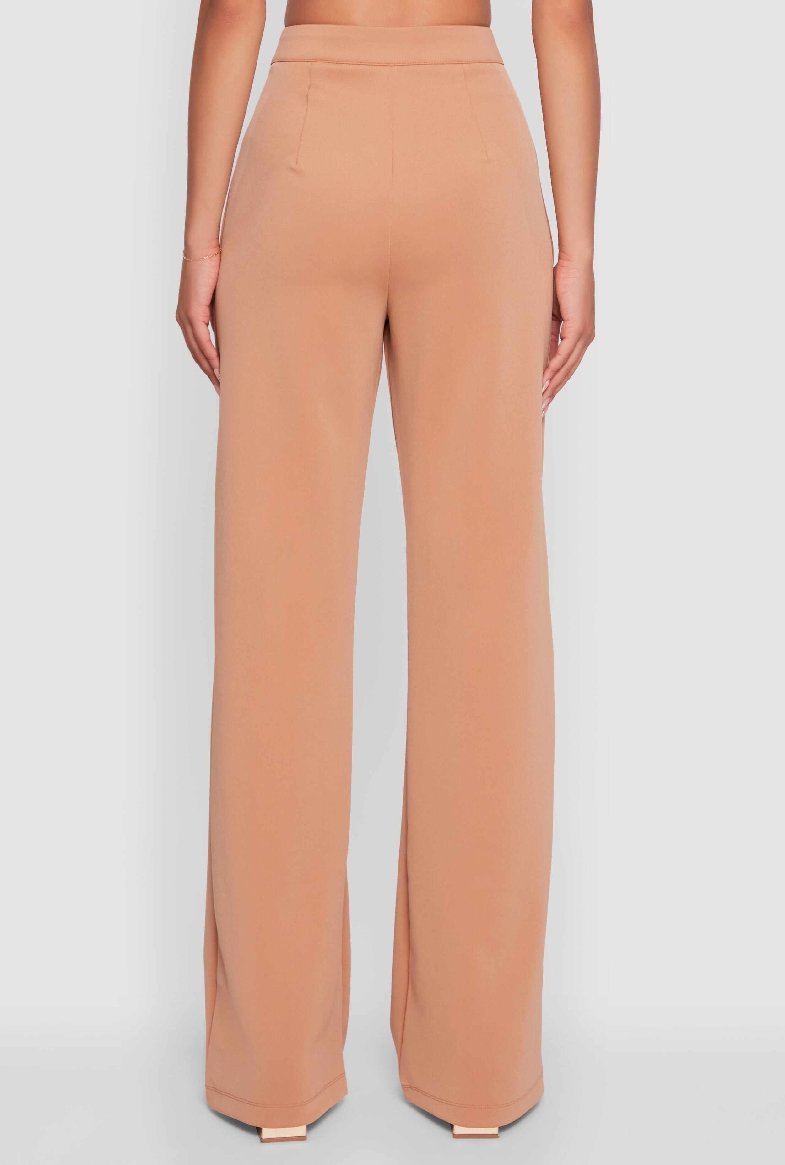 Scuba Pocket Detail High Waisted Wide Leg Pants