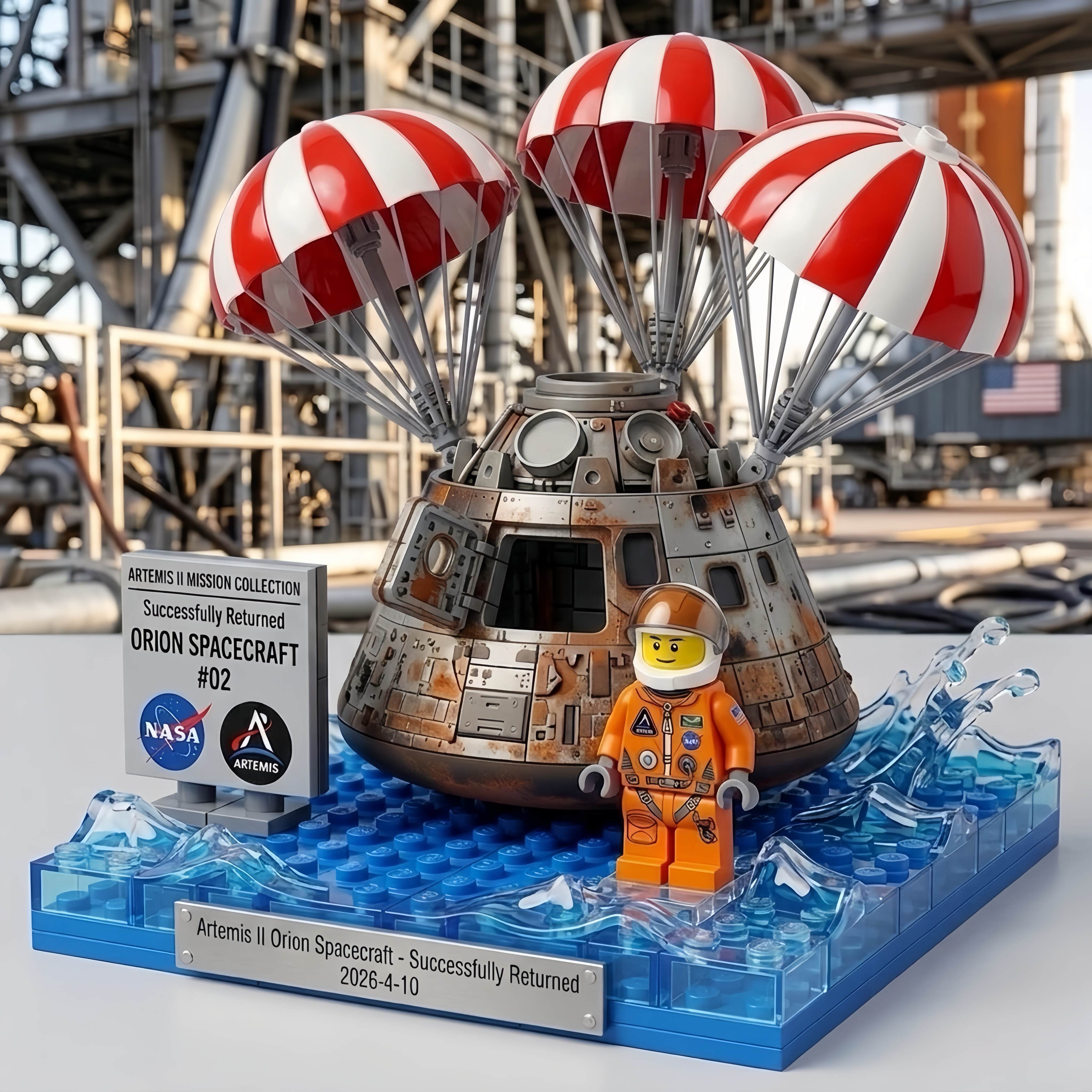 NASA Artemis II Orion Spacecraft Splashdown Brick Set
