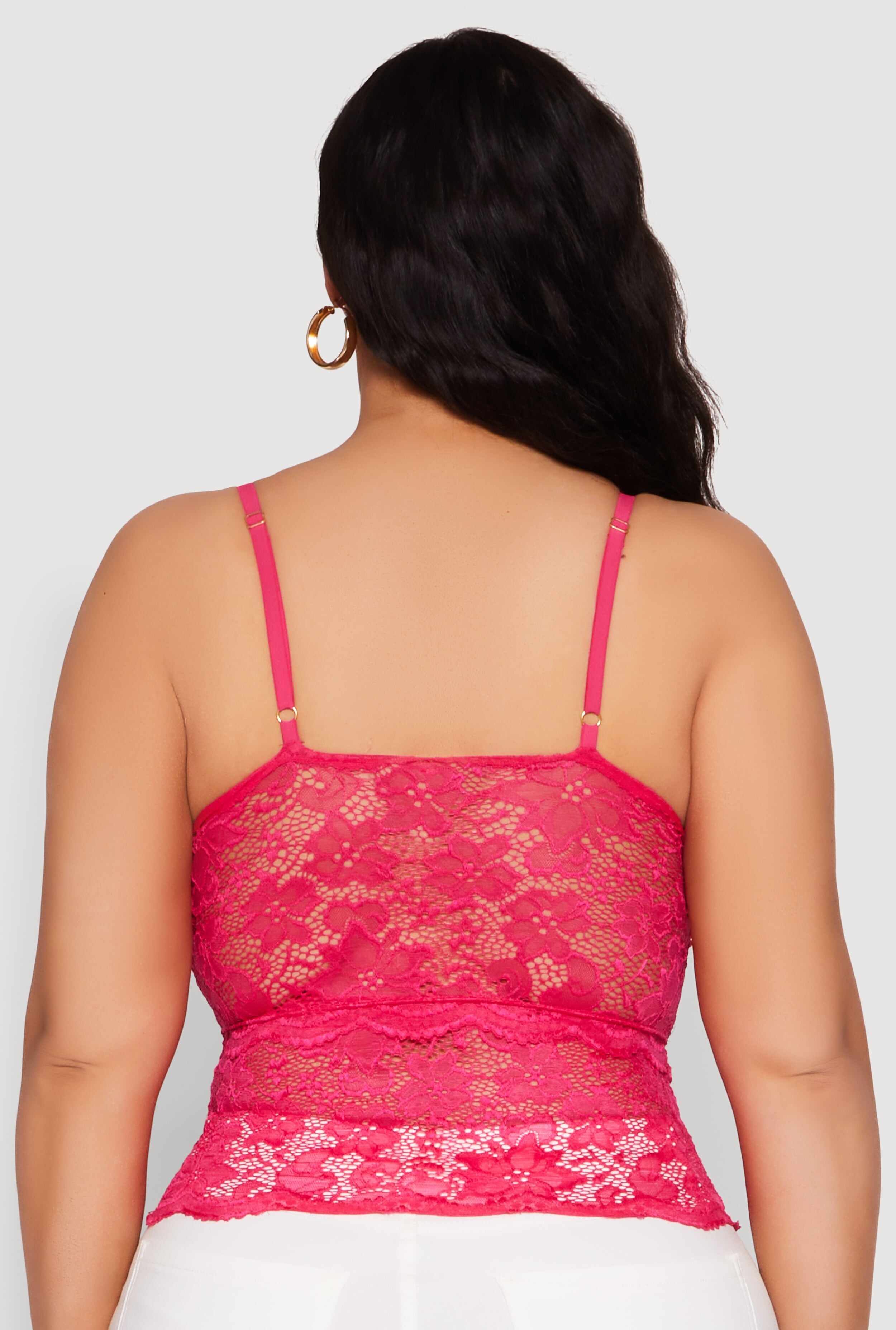 Plus Size Floral Lace Caged Front Cami