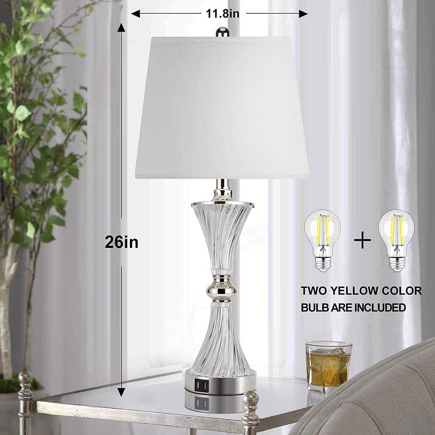 Touch Control Table Lamp for Bedrooms 3 Way Dimmable White Drum Shade Modern Bedsides Nightstand