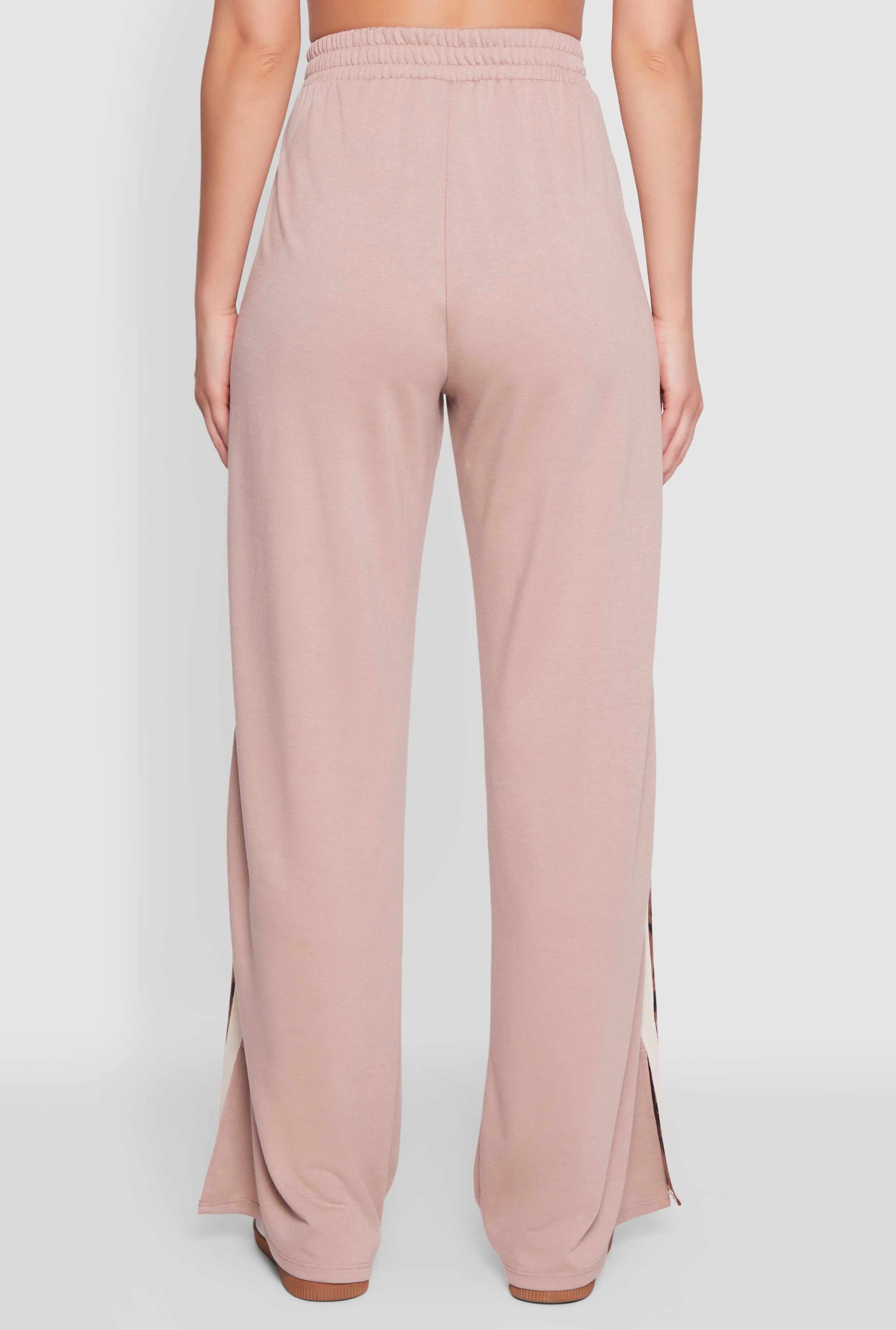 Animal Print Varsity Stripe Side Wide Leg Pants