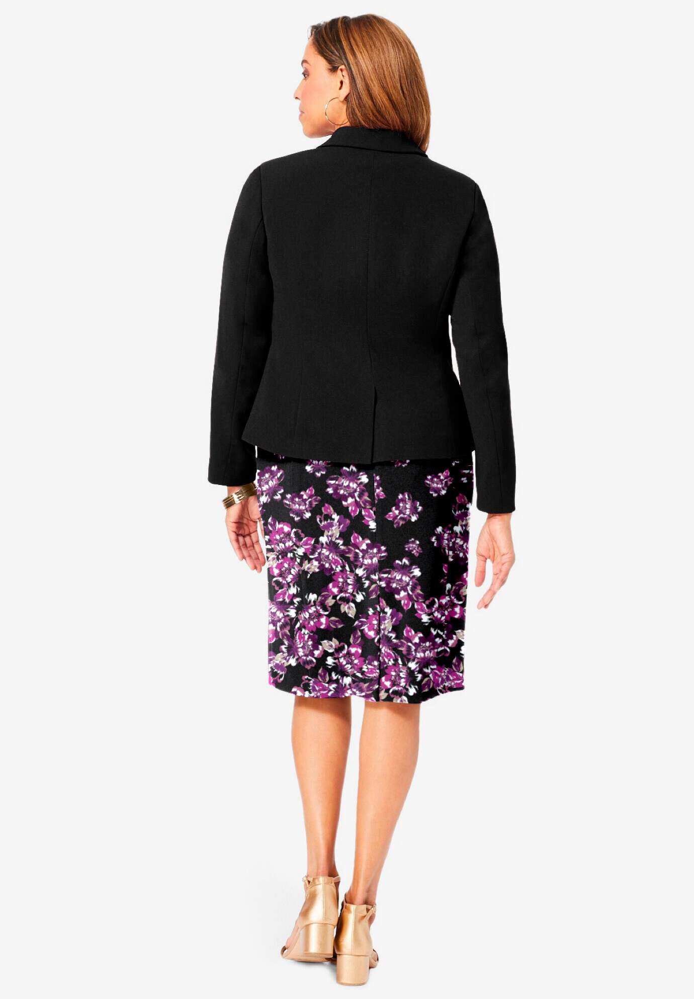 2-Piece Stretch Crepe Single-Breasted Jacket Dress