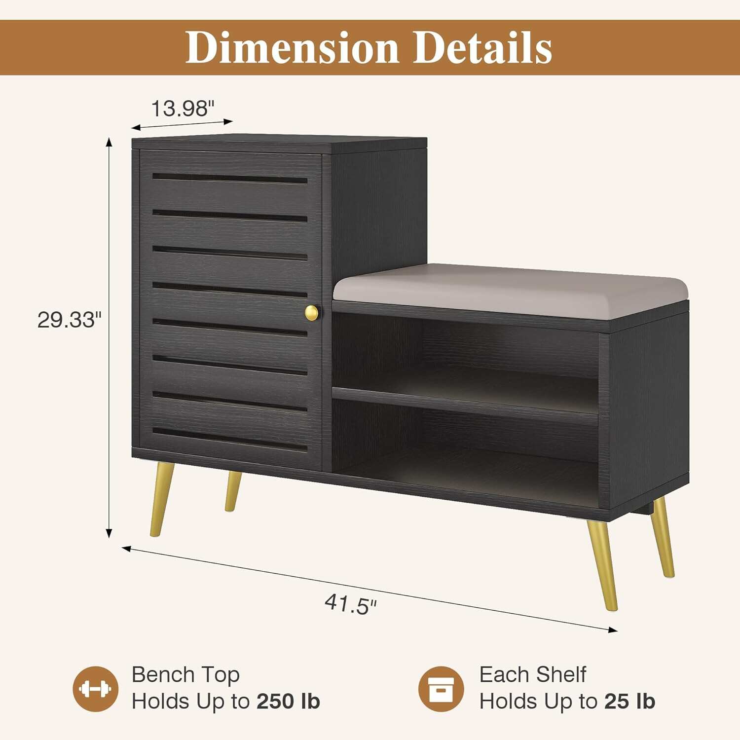 VECELO Shoe Storage Bench with Door&Shelf