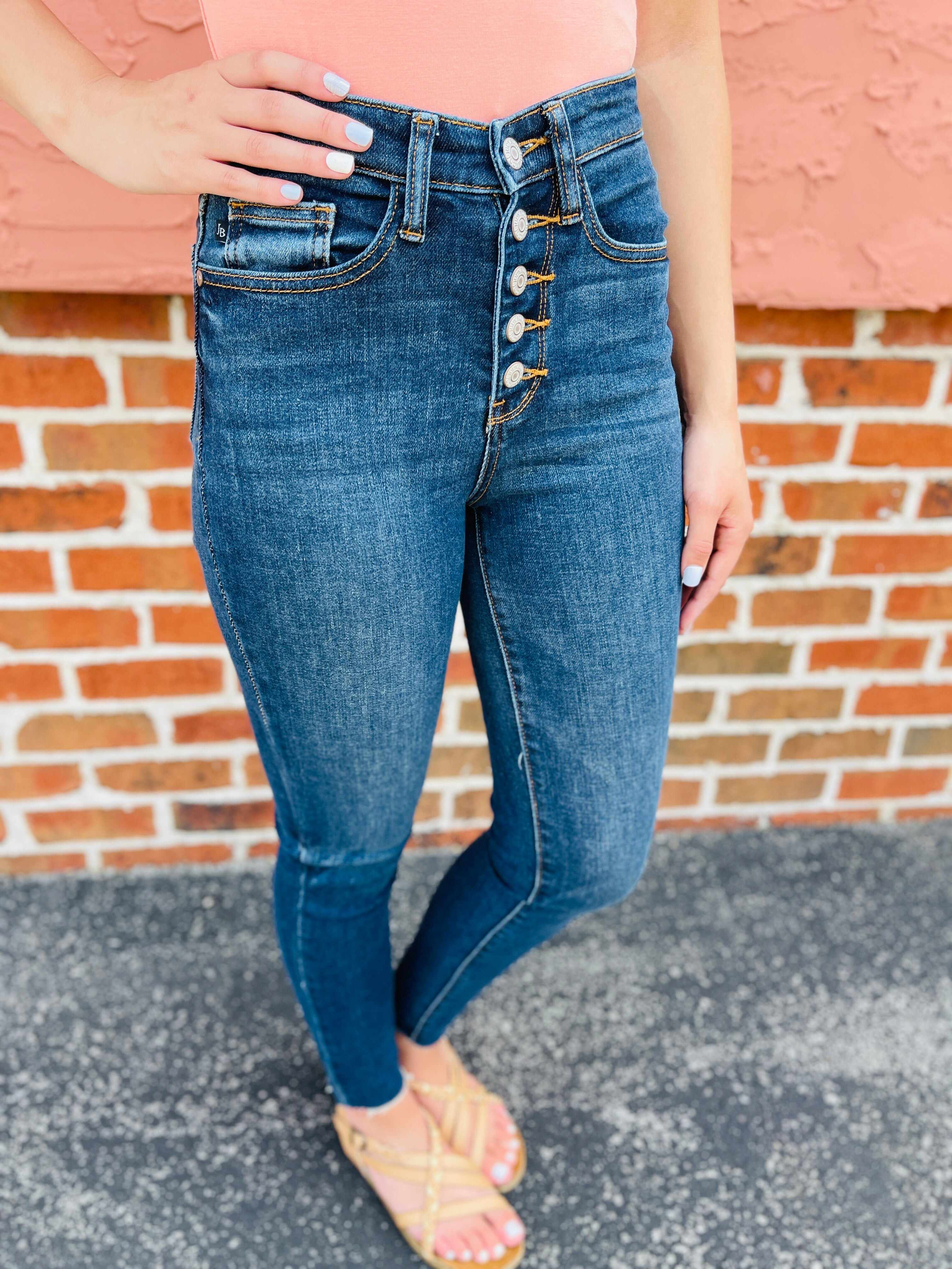 PLUS/REG Sparks Fly Button Fly Skinny Jeans