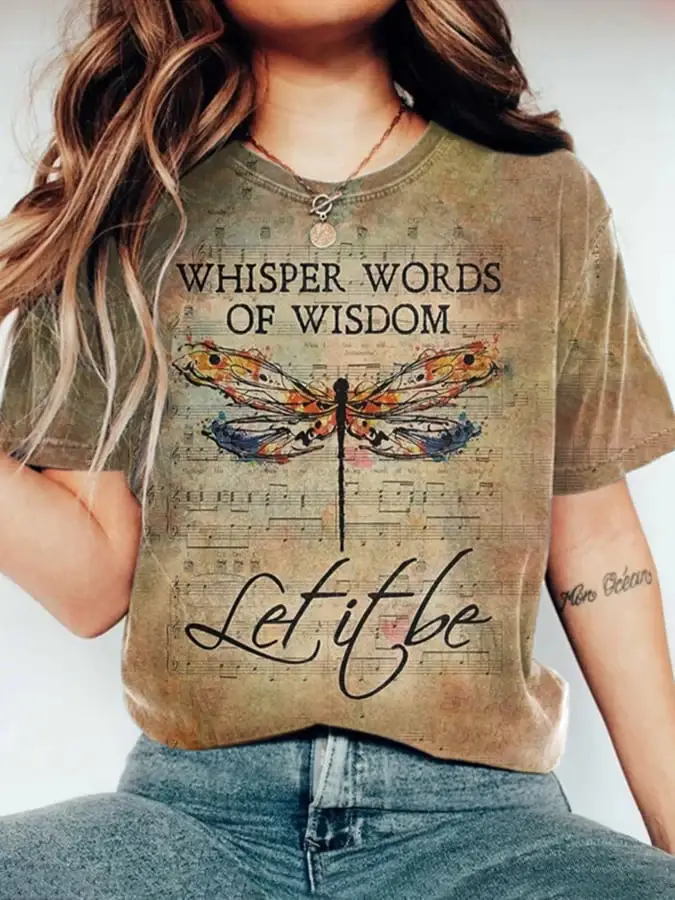 Women's Retro Whisper Words of Wisdom Let it Be T-Shirt