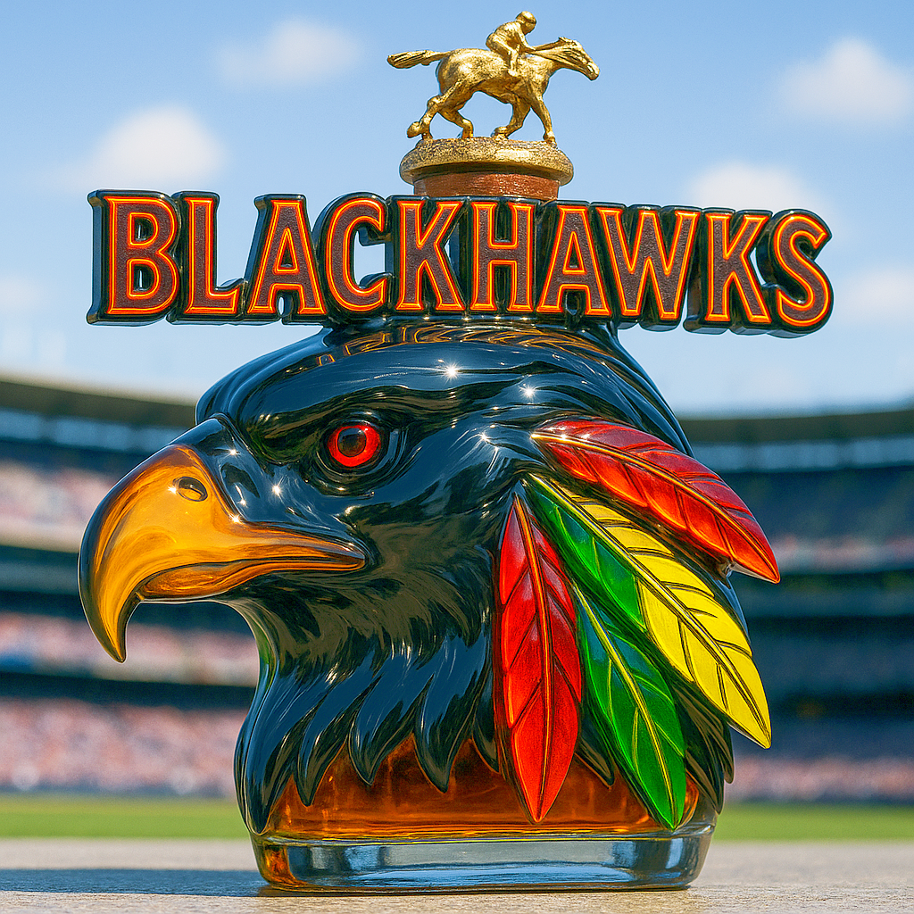 Chicago Blackhawks 100th Anniversary Whiskey Bottle