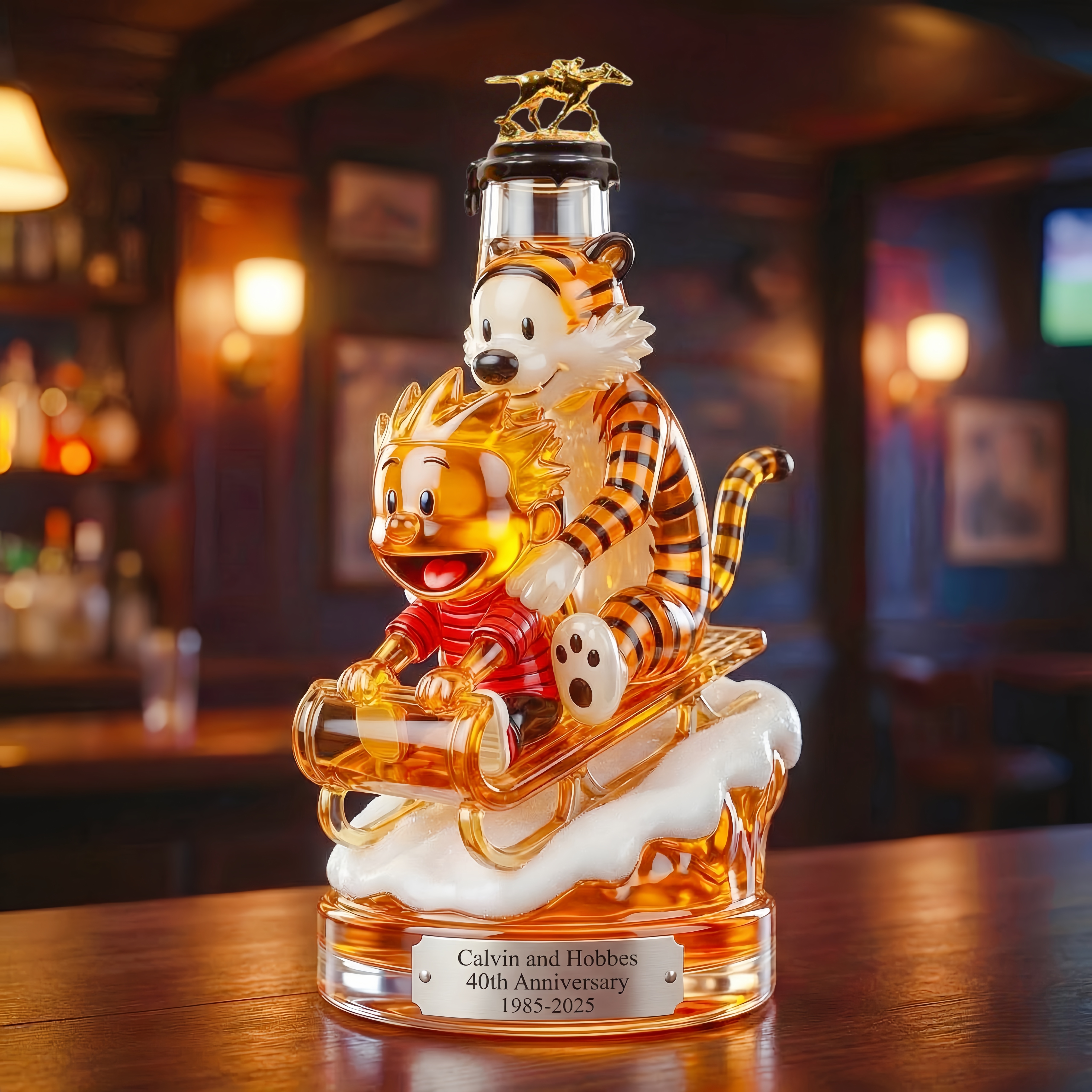 Calvin and Hobbes 40th Anniversary Commemorative Whiskey Bottle