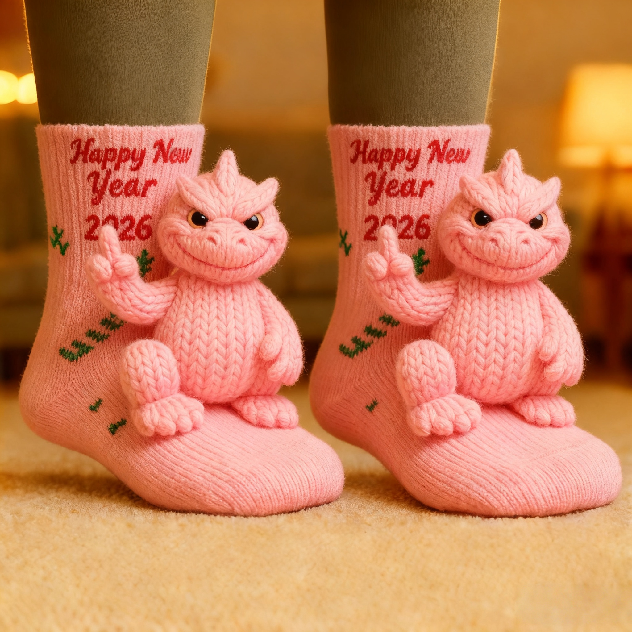🦖 Godzilla Knit Socks · Happy New Year 2026 Edition