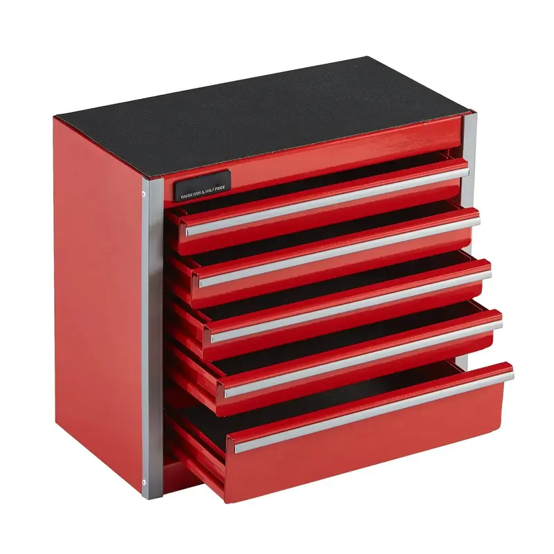 8.6 Inch Portable Metal Tool Box with 3 Drawers, Heavy Duty Steel Small Tool Chest with EVA Liners & PP Feet Pads, Ball Bearing Slides & Powder Coated Finish