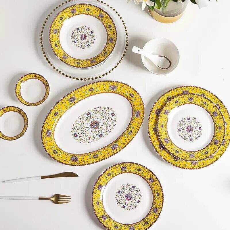 56pcs household flatware ceramic tableware plates sets