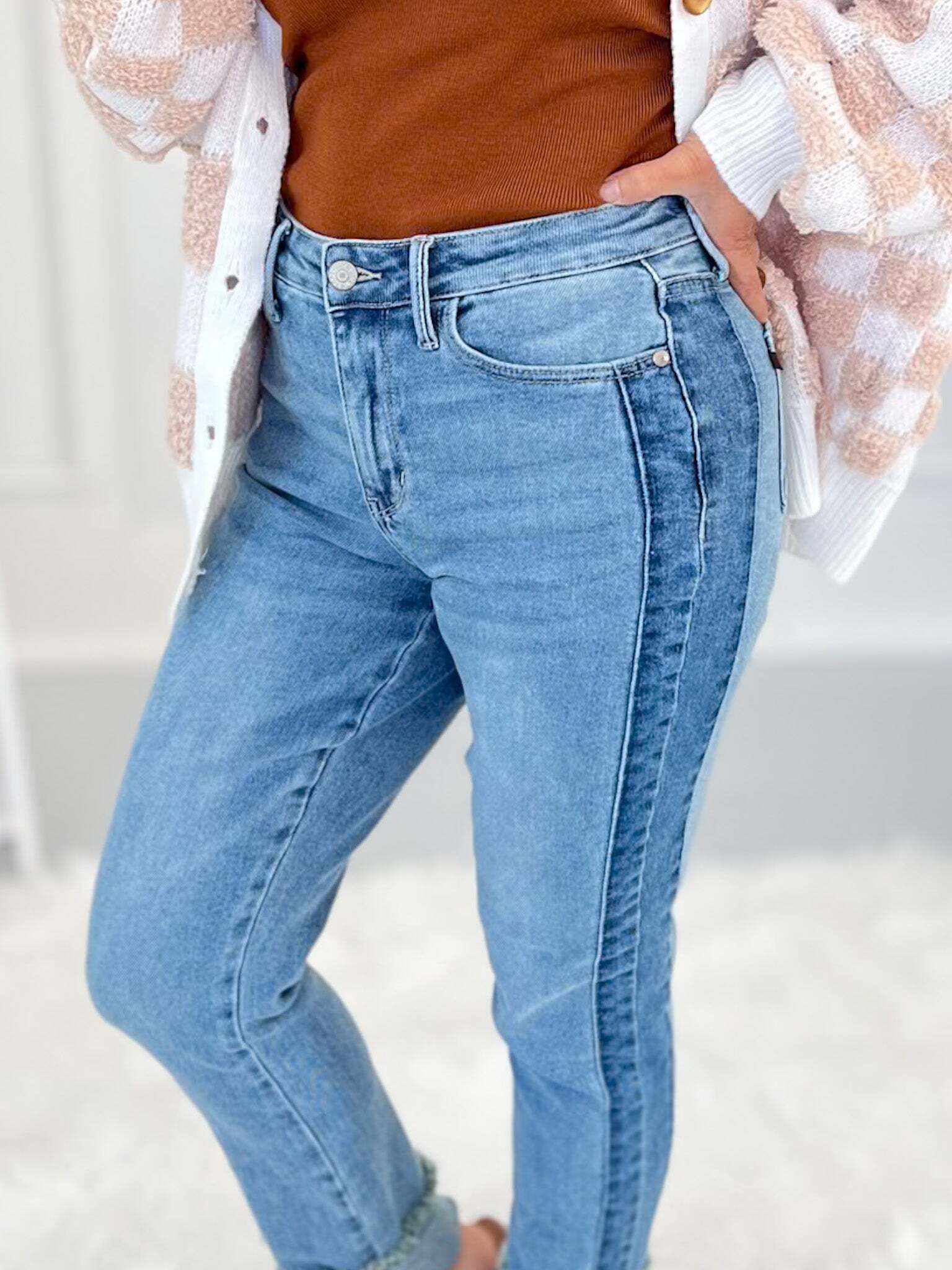 My Good Side - Christmas Vintage Wash Slim Fit Jeans- Final Sale