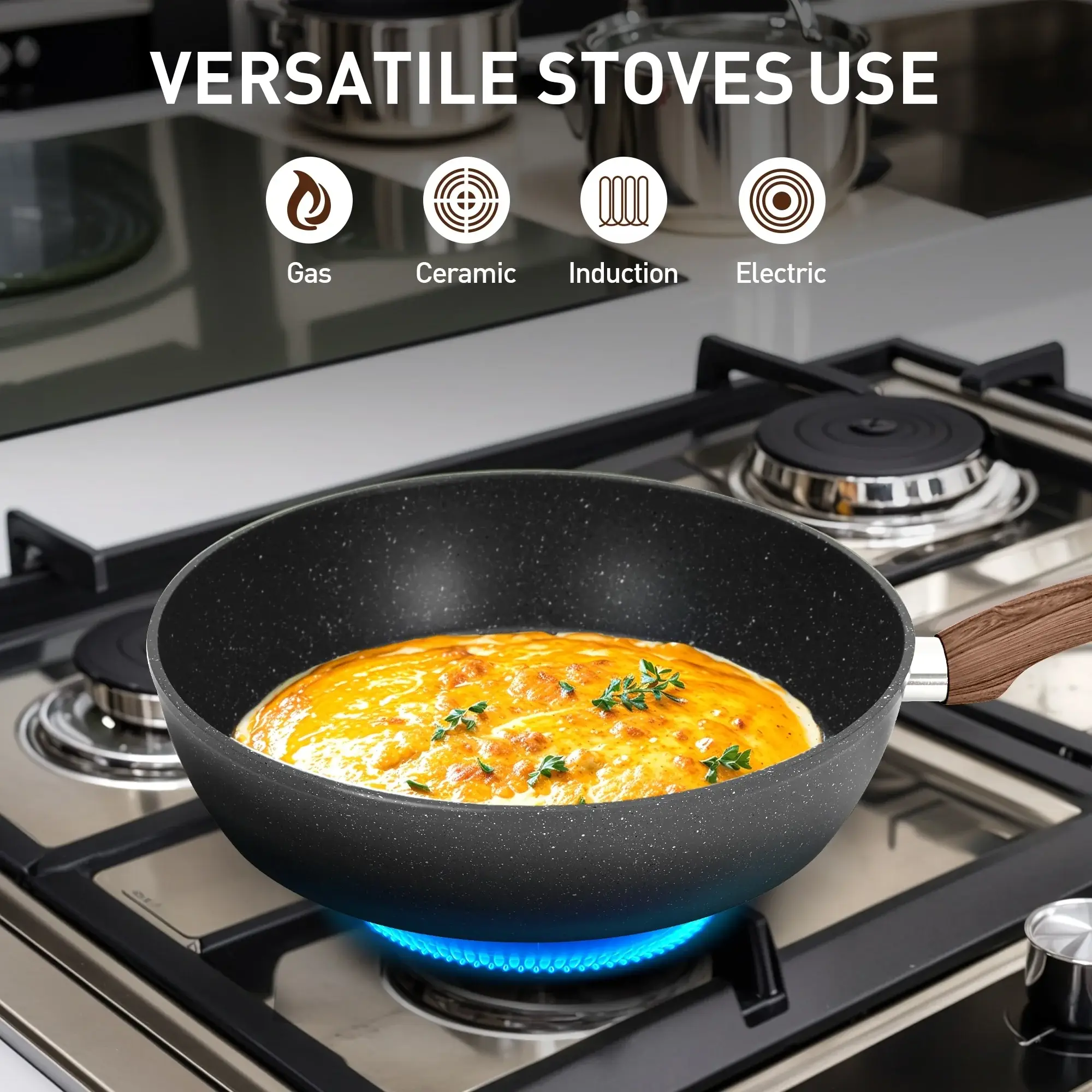 30-Piece Kitchen Granite Cookware and Bakeware Set, Cooking Pans Set Non-Stick Pots and Pans Set