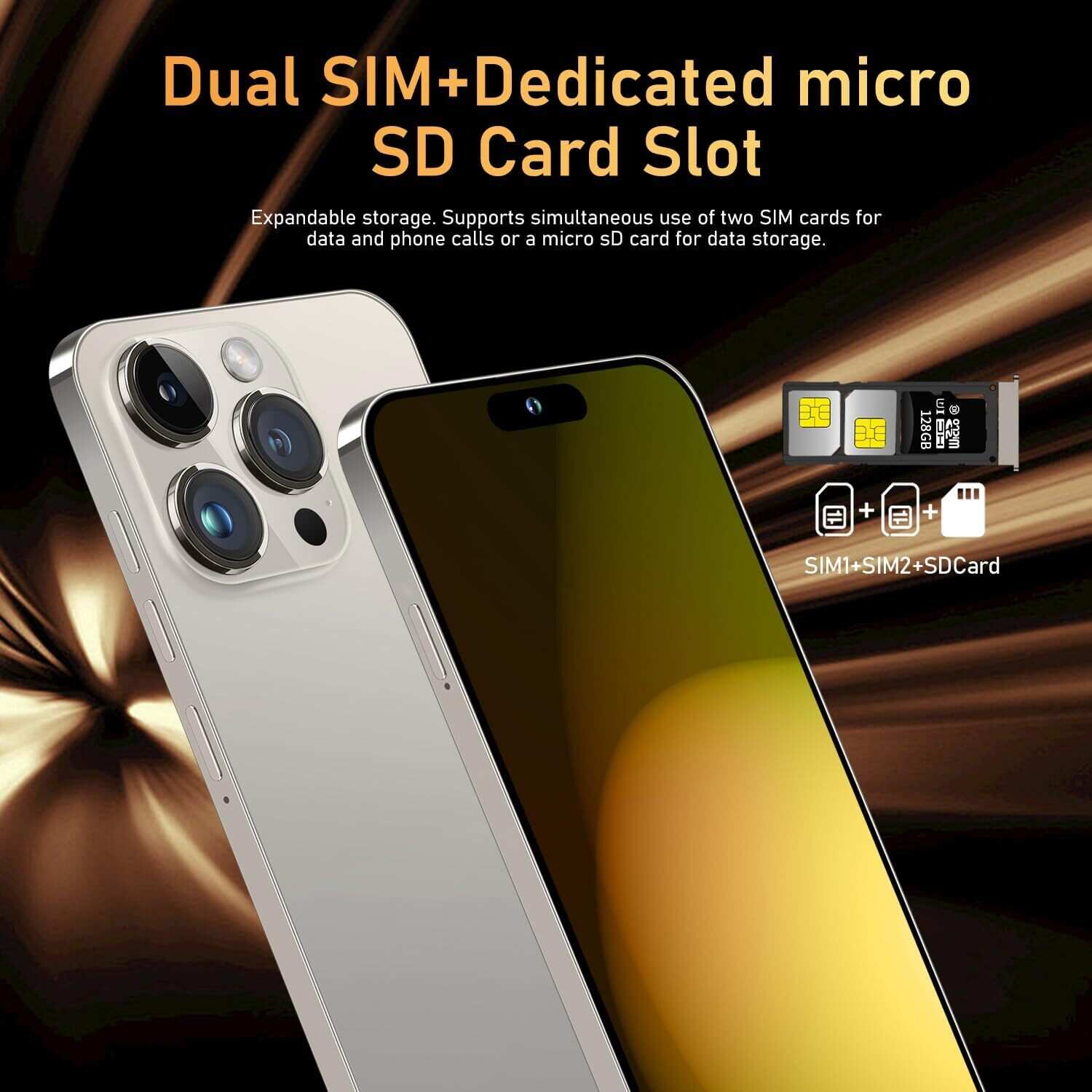 I15 Pro MAX Smartphone Unlocked Cell Phone,Battery 6800mAh 6.8 HD Screen Unlocked Phone,6+256GB Android 13 with 128GB Memory Card,Dual SIM/5G/Fingerprint Lock/Face ID (Blue Titanium, 6+256)