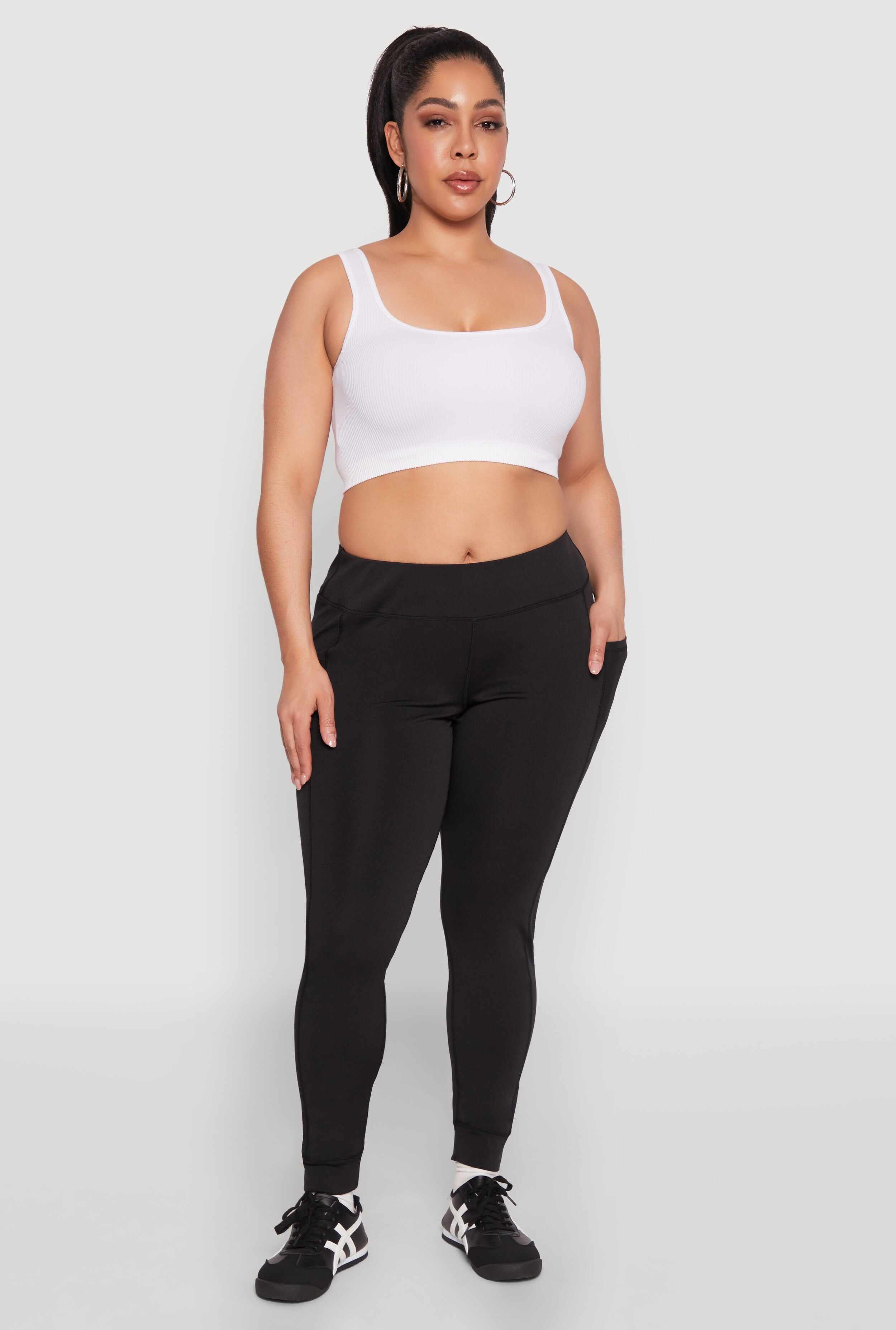 Plus Size High Waisted Cell Phone Pocket Leggings