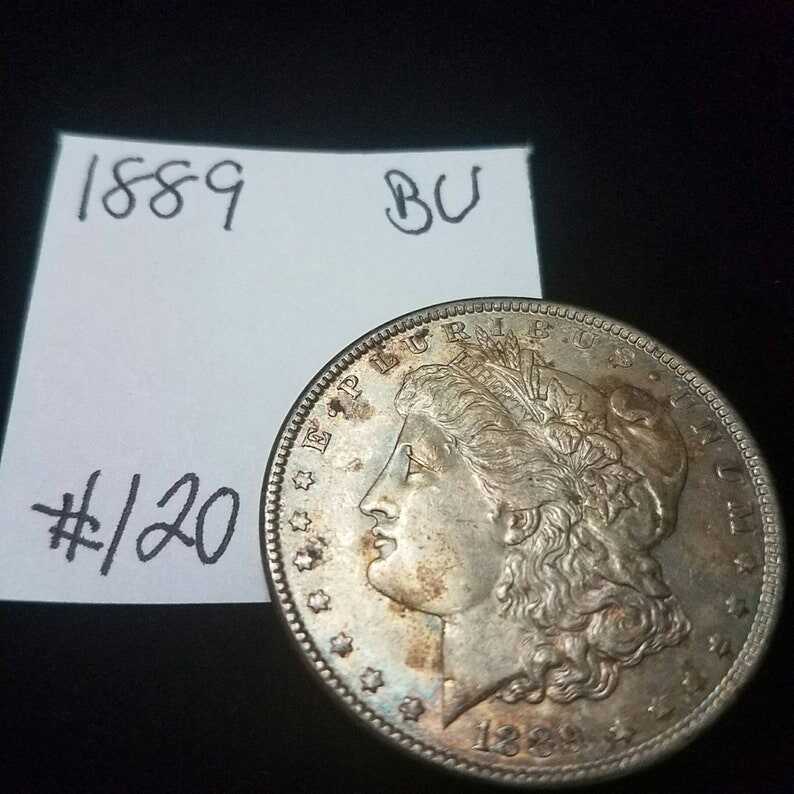1889 BU Gem Morgan Silver Dollar! Rainbow toning! Lot#126. Regular 129