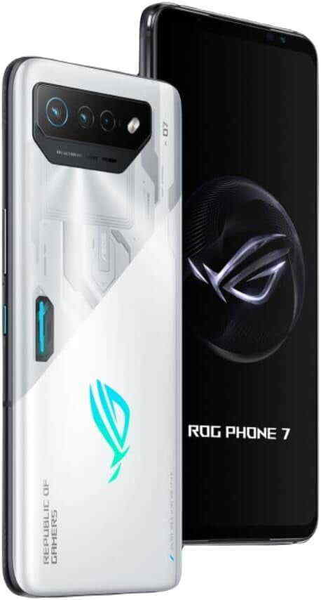 ASUS ROG Phone 7 Cell Phone, 6.78” FHD+ 2448x1080 165Hz, 6000mAh, 16GB RAM, 512GB Storage, 5G LTE Unlocked Dual SIM, Storm White, AI2205-16G512G-WH
