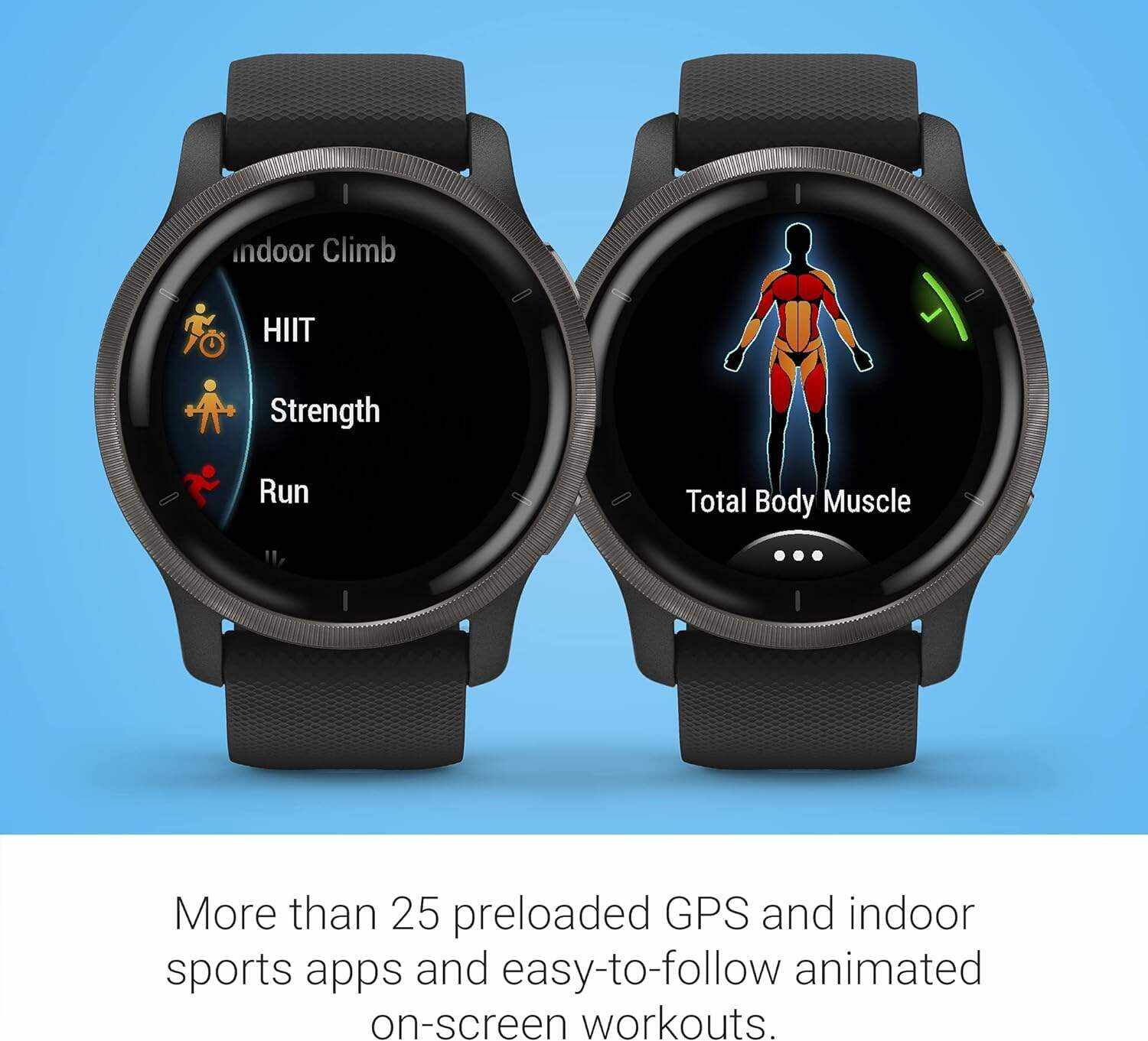 Garmin Venu 2, GPS Smartwatch with Advanced Health Monitoring and Fitness Features, Slate Bezel with Black Case and Silicone Band , 27.9 mm