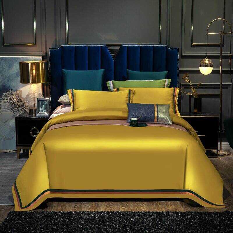 Jadyn Contrasting Double Stripe Border Egyptian Cotton Duvet Cover Set