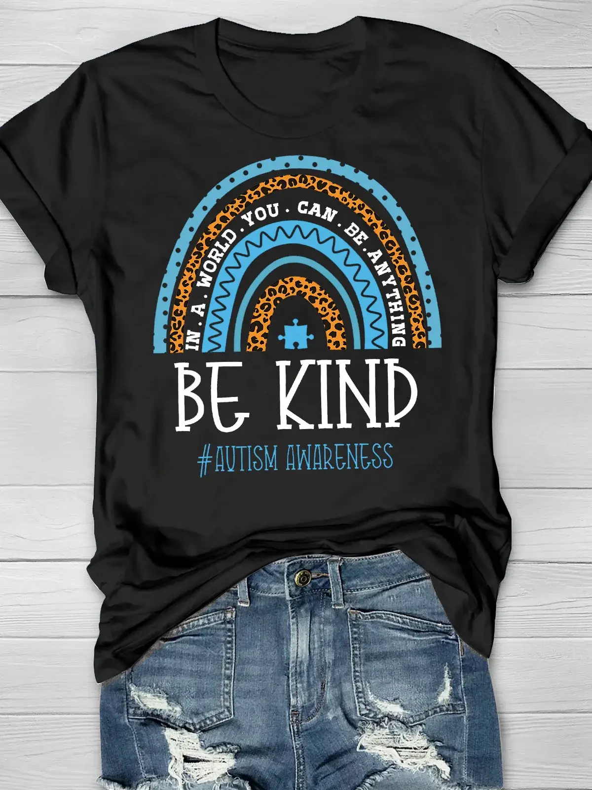 Autism Awareness Be Kind Printing T-shirt