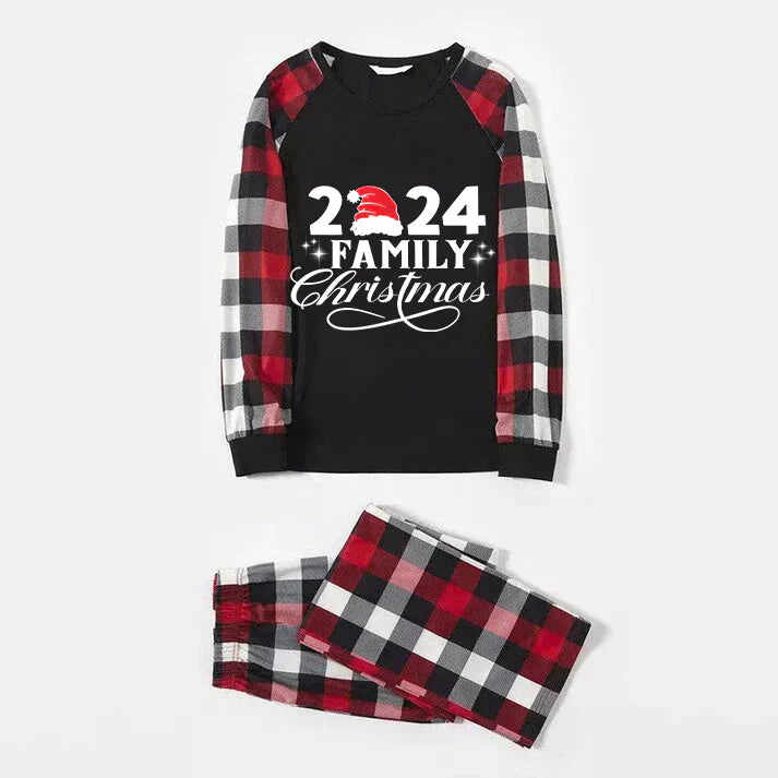 2024 Family Christmas Black Plaid Monogrammed Pajama Set