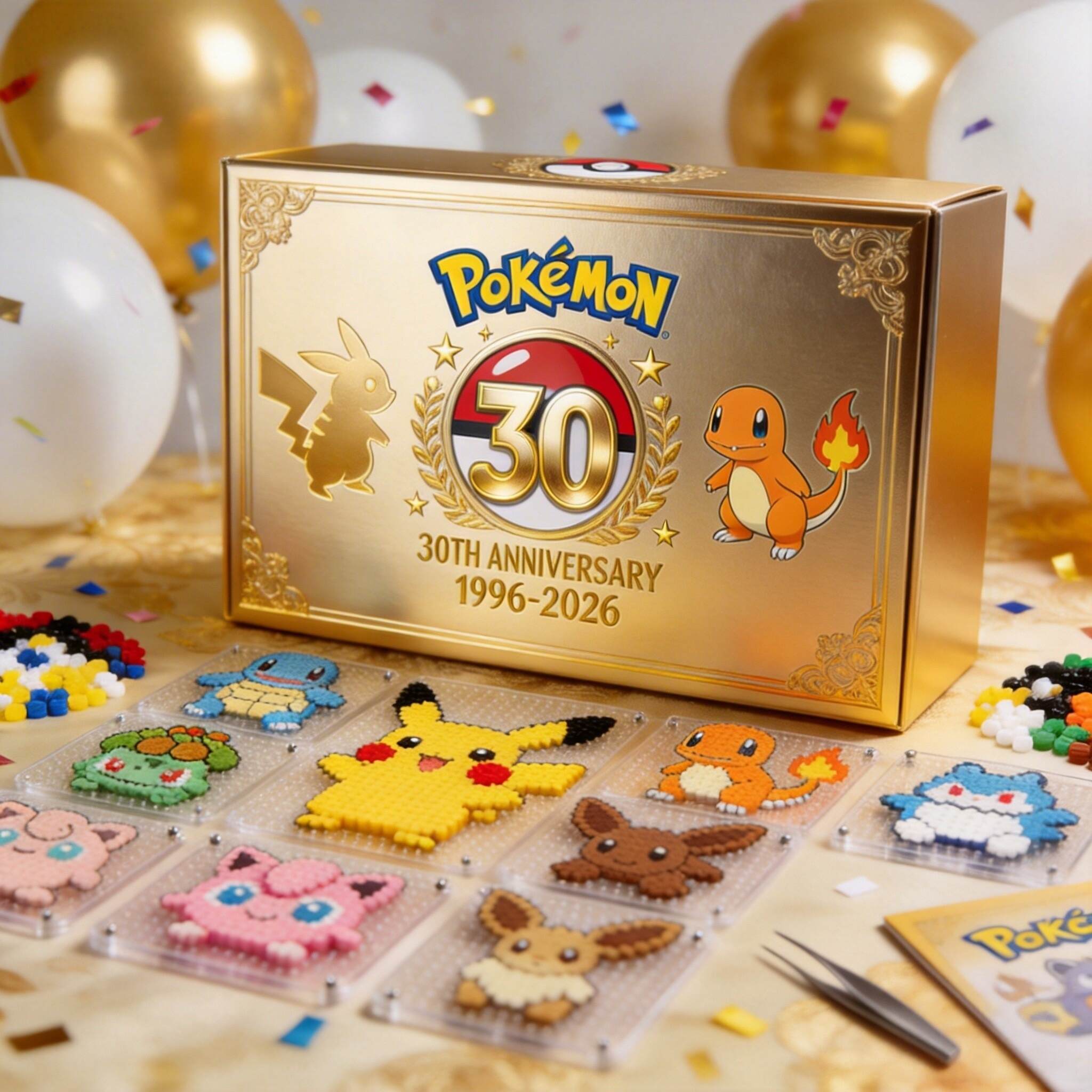 ✨Pokémon 30th Anniversary Perler Bead Kit, DIY Pixel Art Craft Set