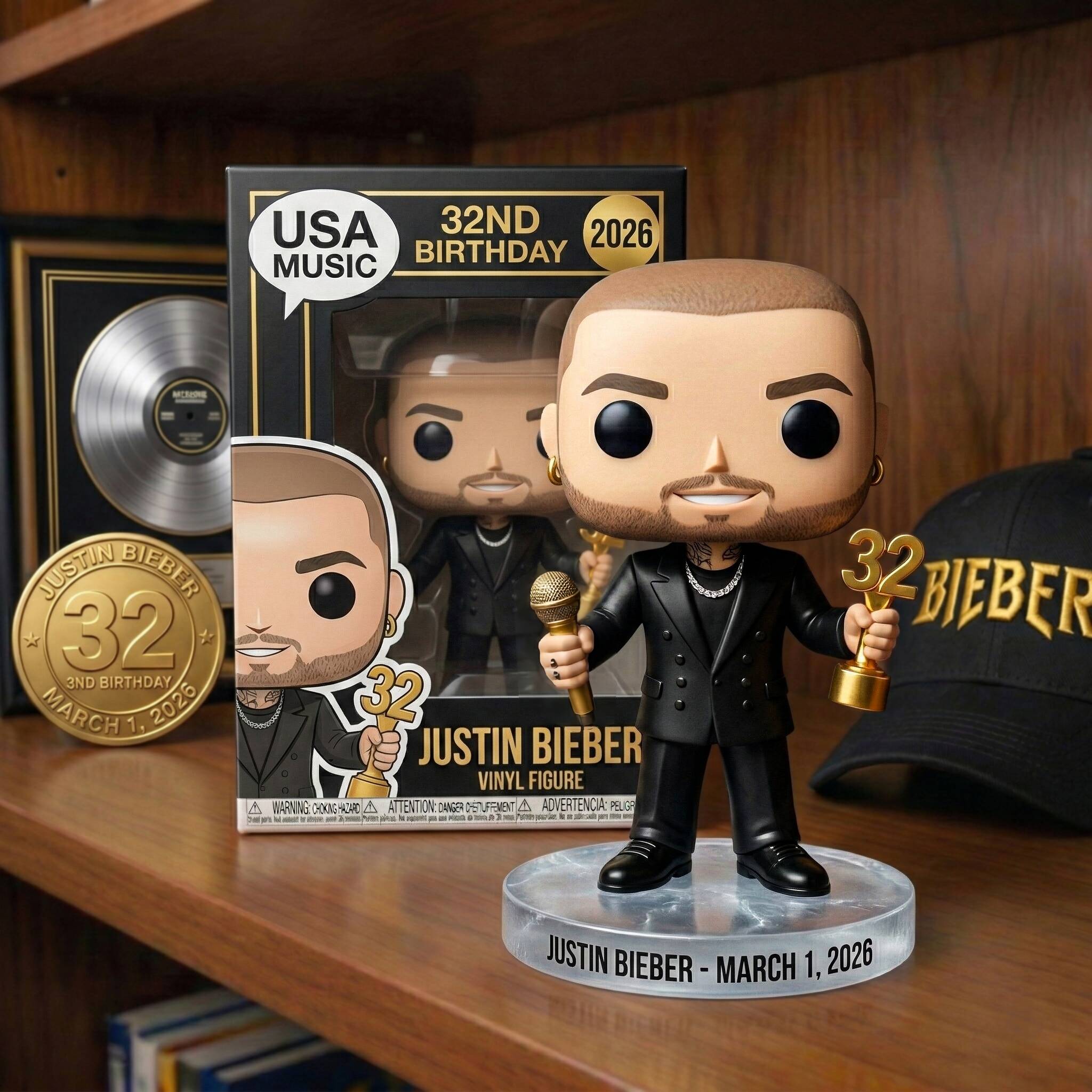 Justin Bieber 32nd Birthday Commemorative Pop! Figure