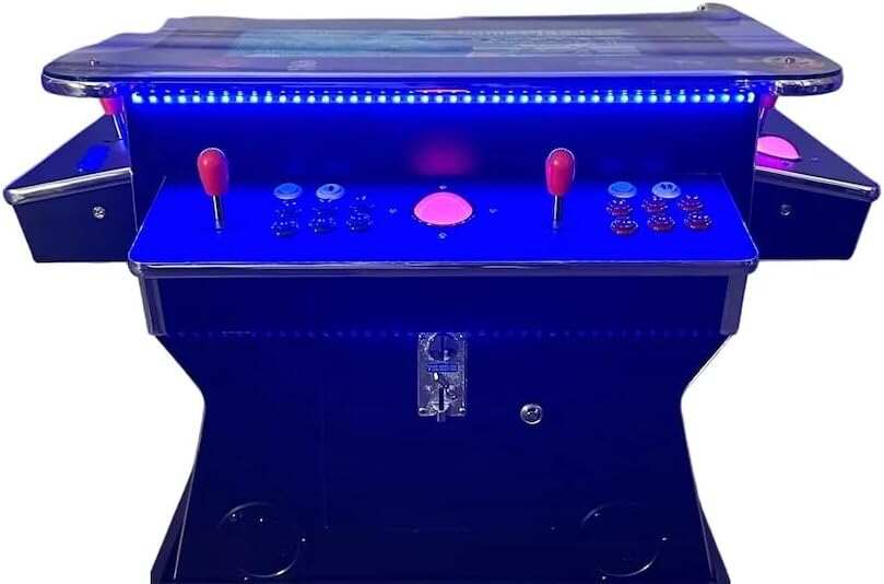 Full Size Commercial Grade Cocktail Arcade Machine 4500 Games Lift Up / Tilt Screen Monster 32 inch Screen Tempered Glass 2 Stools Included 5 year Warranty Black Chrome