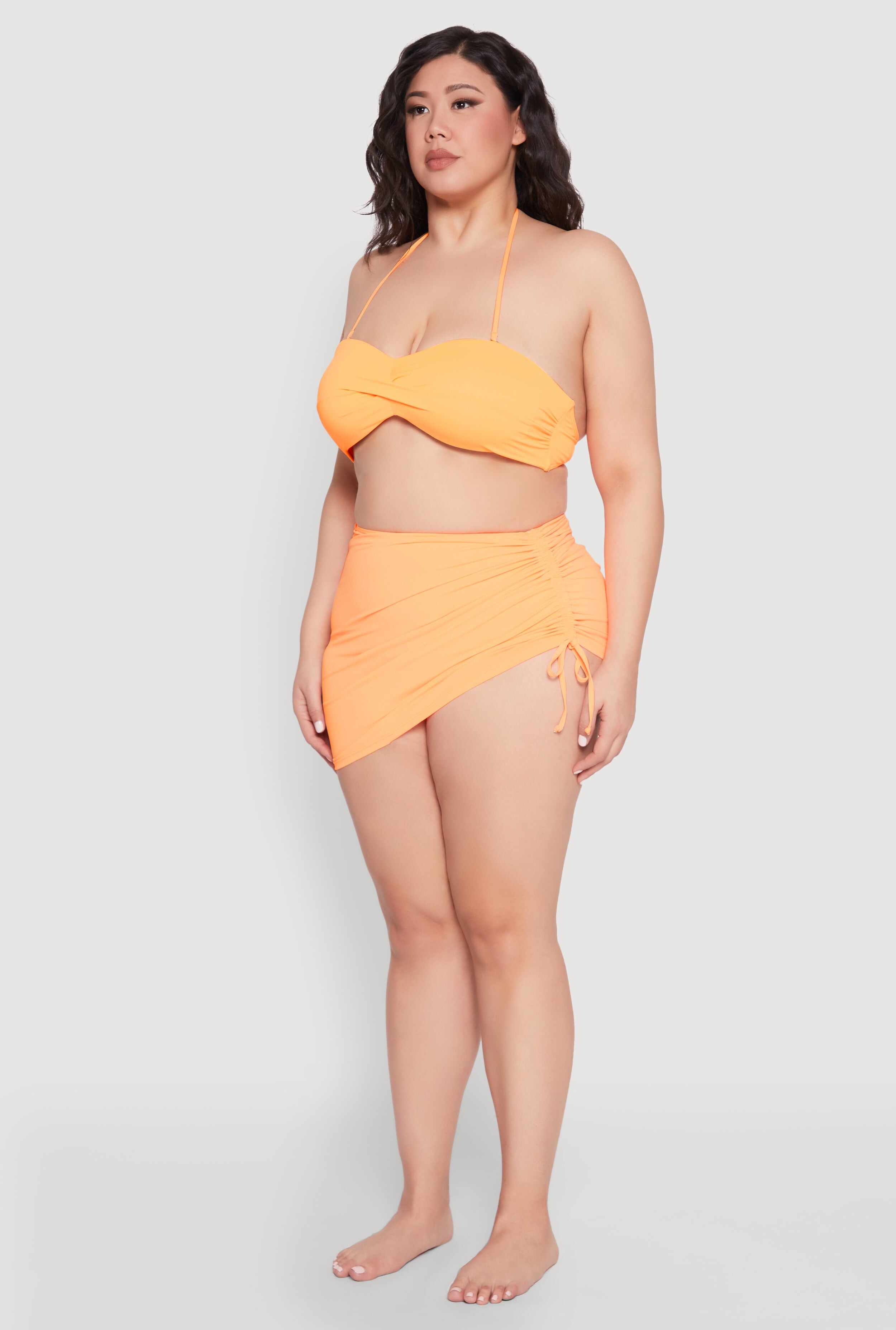 Plus Size Side Ruched Sarong Cover Up