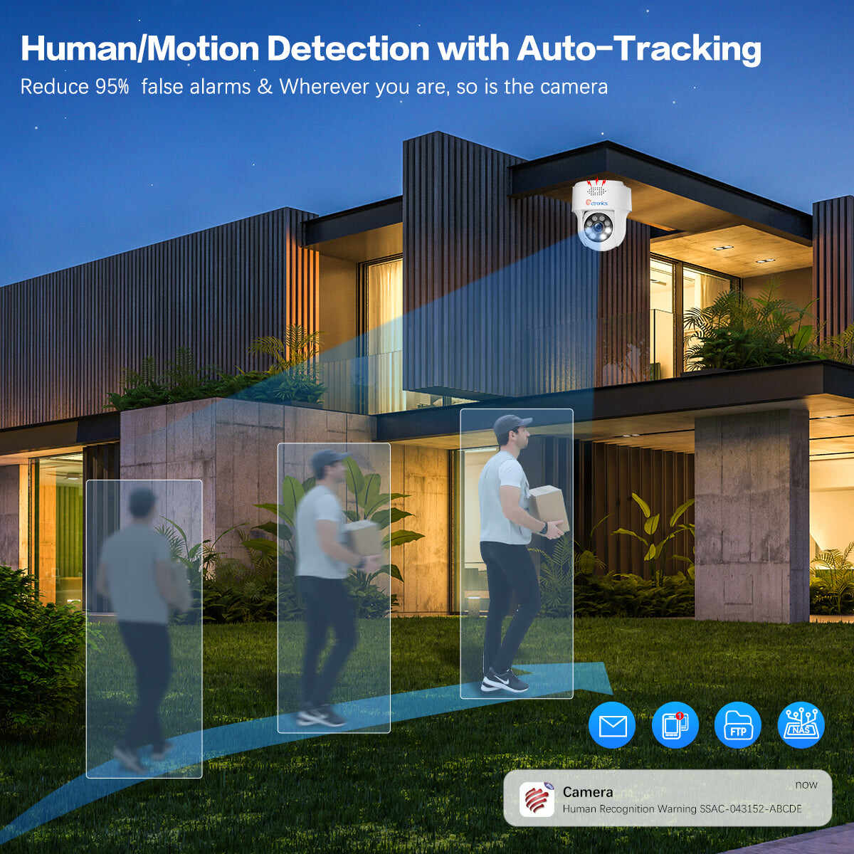 【2nd item $19.99】5MP PTZ Outdoor Surveillance Camera 2.4/5 GHz WiFi IP Dome Camera Human Detection Auto Tracking