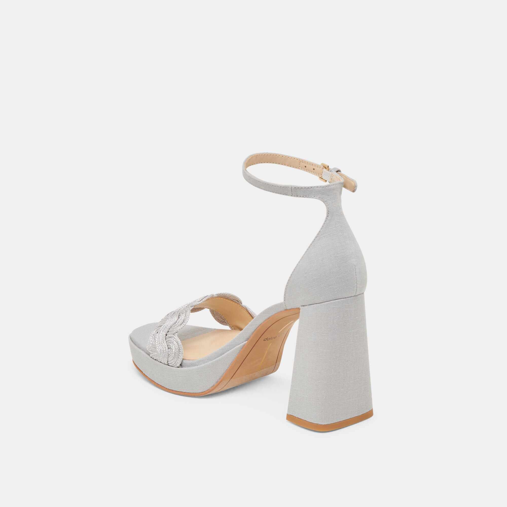 PELTIN HEELS GREY WOVEN RAFFIA