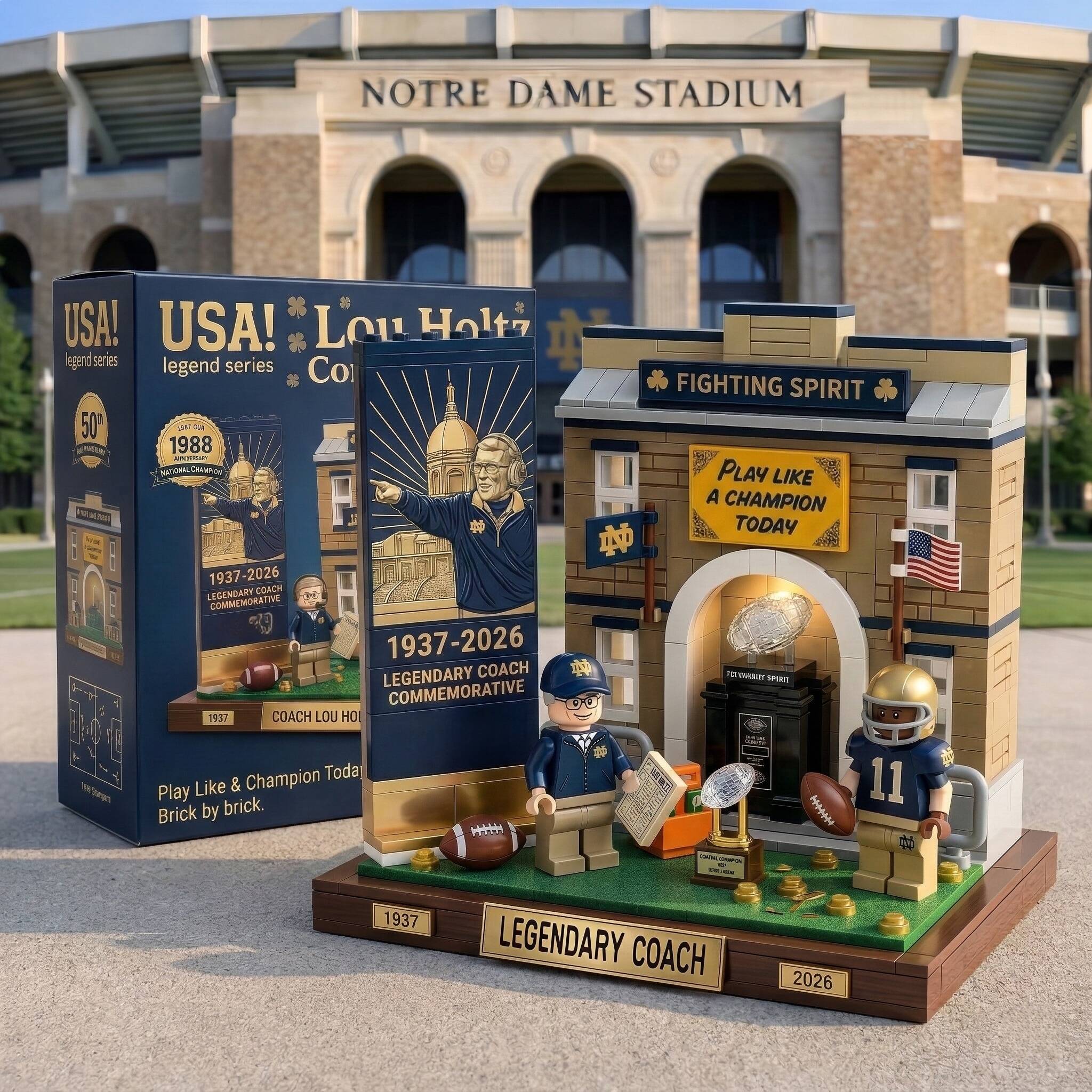 Legendary Coach Lou Holtz Commemorative Brick Set