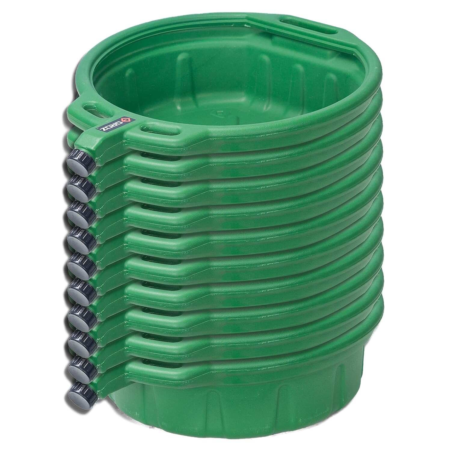 Groz Antifreeze Drain Pan, 4.25 Gallon / 16 Liter Green HDPE Coolant Catch Pan with Anti-Splash Lip, Baffles, Large Handle and Anti-Spill Spout Cap for Auto Shops and Garages (41961)