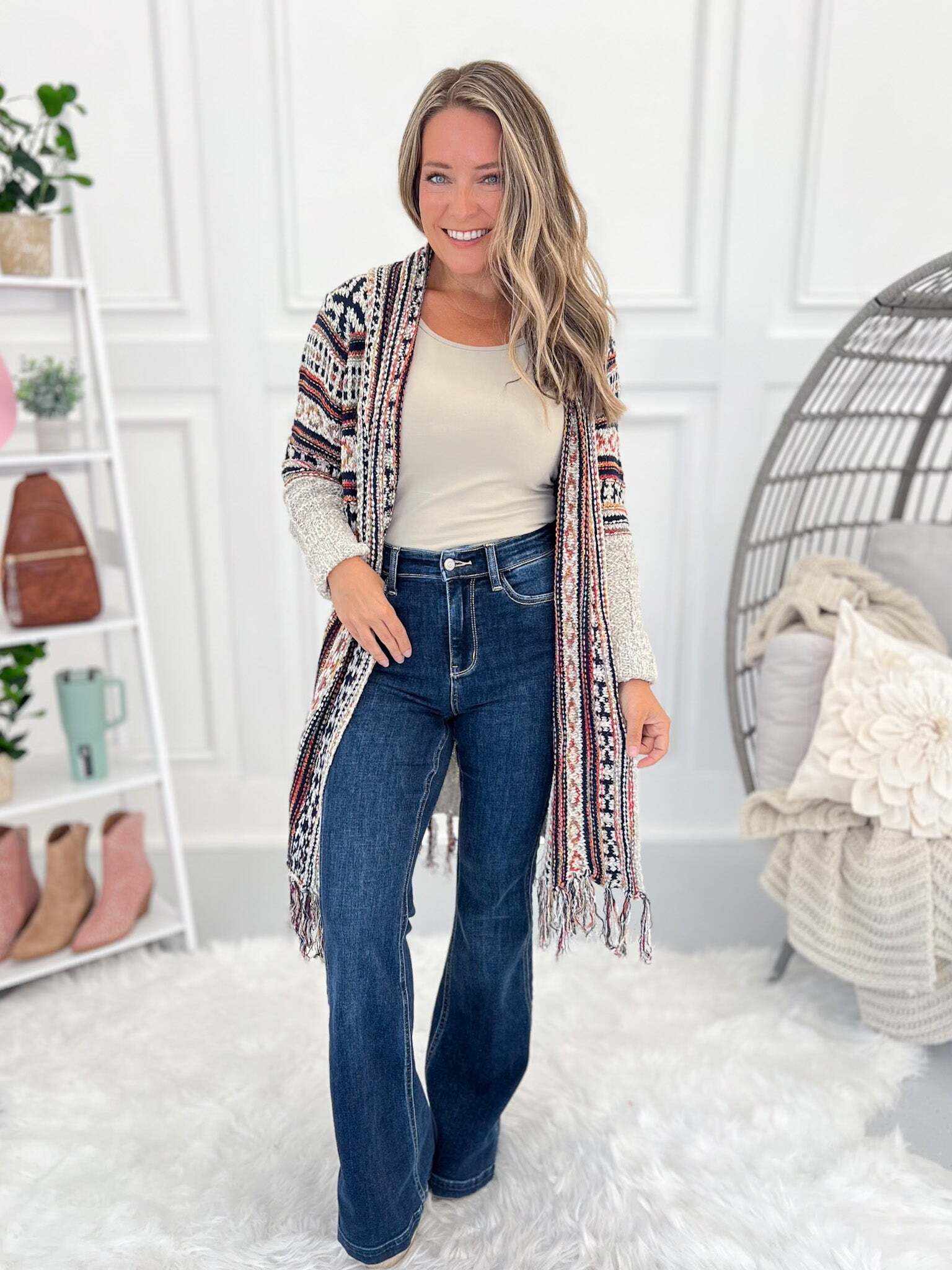 By My Side - Christmas Angled Side Seam Flare Jeans- Final Sale