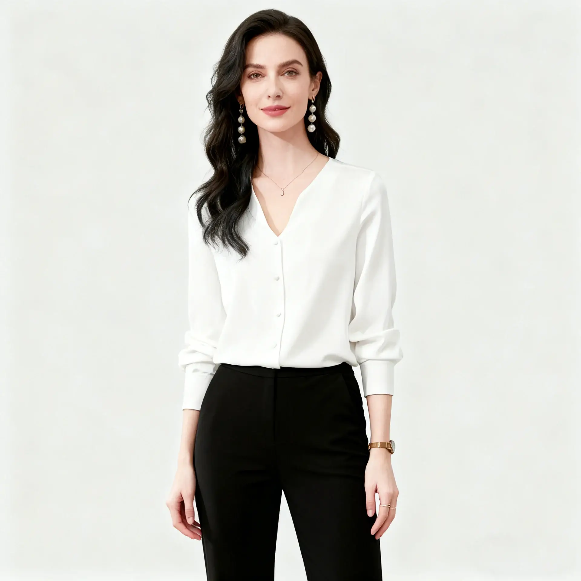 Elegant Silk Shirt with Fashionable Long Sleeves