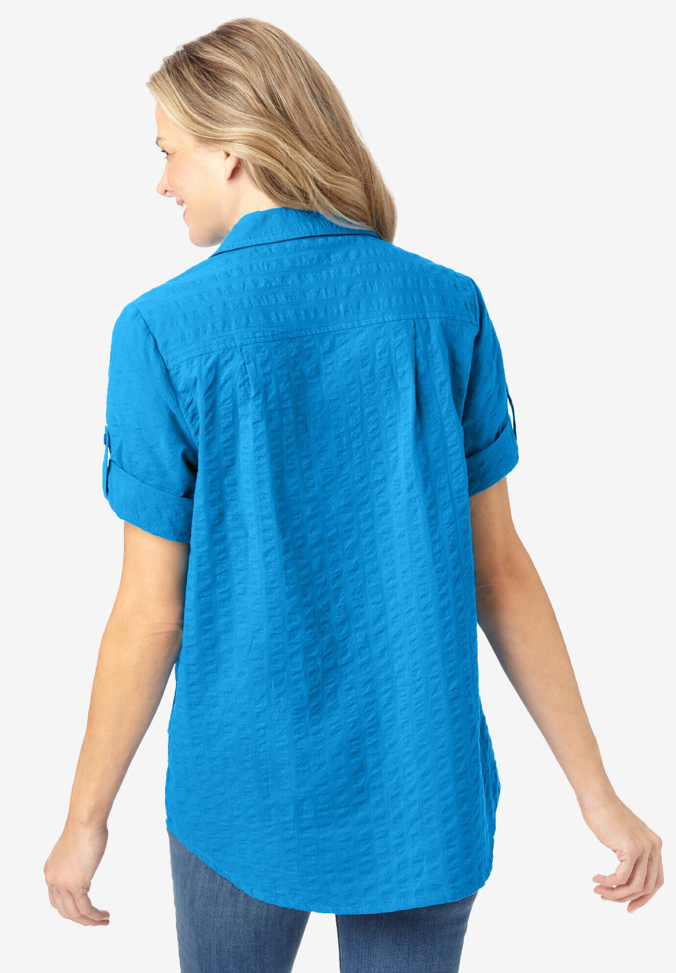 Short-Sleeve Button Down Seersucker Shirt