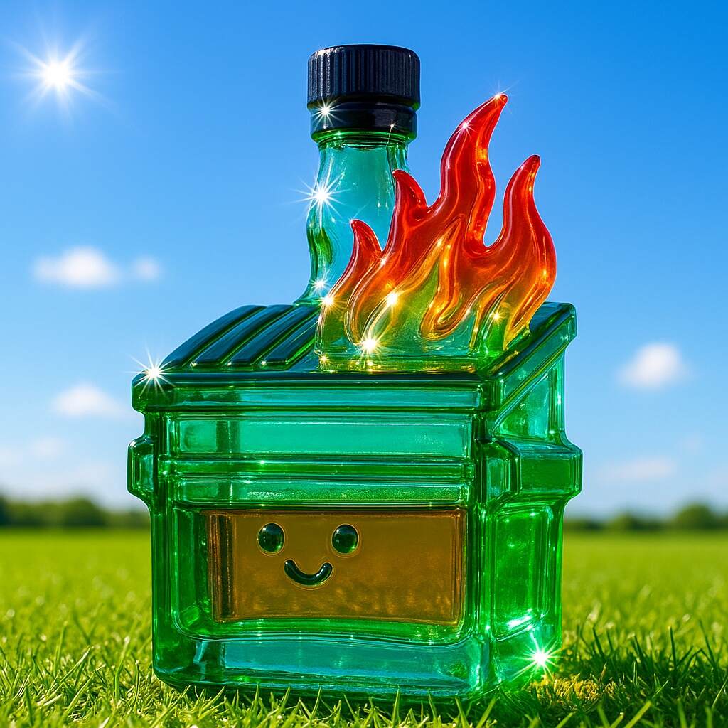 Dumpster Fire Whiskey Bottle