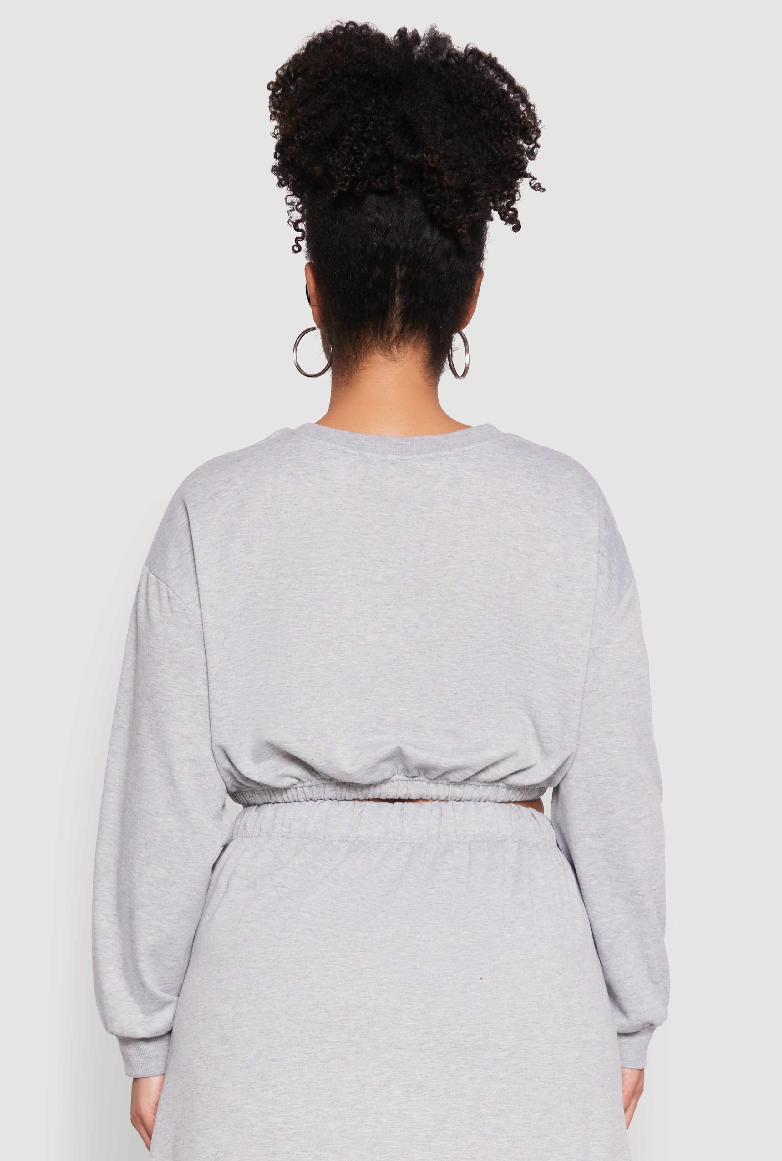 Plus Size Almost Famous Long Sleeve Cropped Sweatshirt
