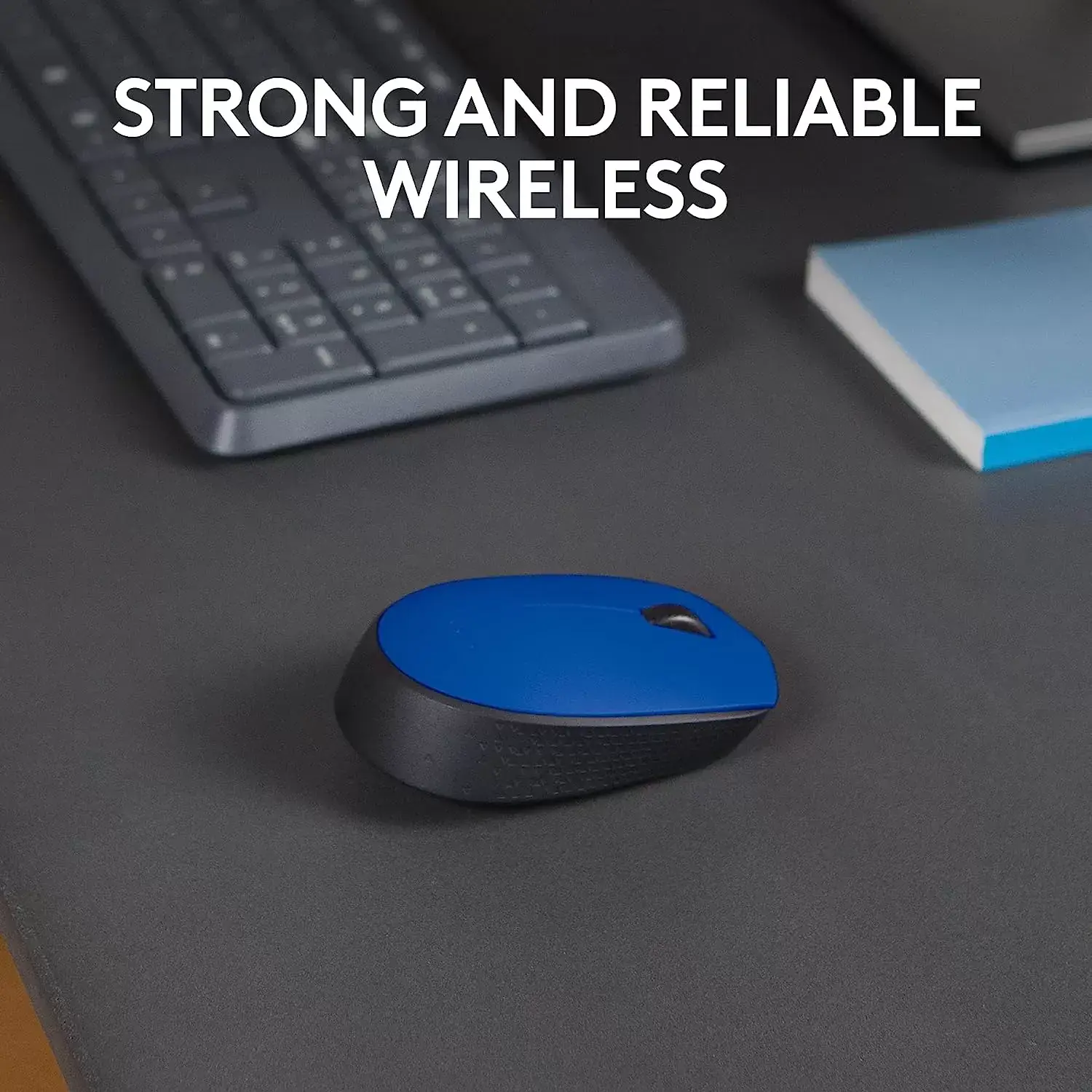 Logitech M170 Wireless Mouse for PC, Mac, Laptop, 2.4 GHz with USB Mini Receiver, Optical Tracking, 12-Months Battery Life, Ambidextrous - Blue Grey