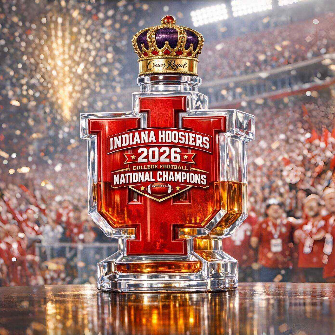 Indiana Hoosiers 2026 National Champions whiskey bottle