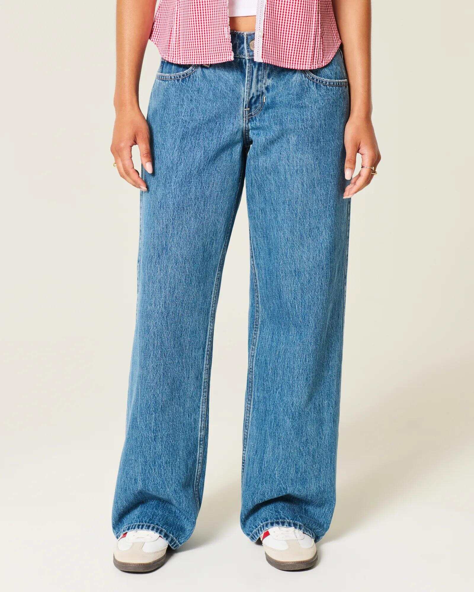 Low-Rise Dark Wash Baggy Jeans
