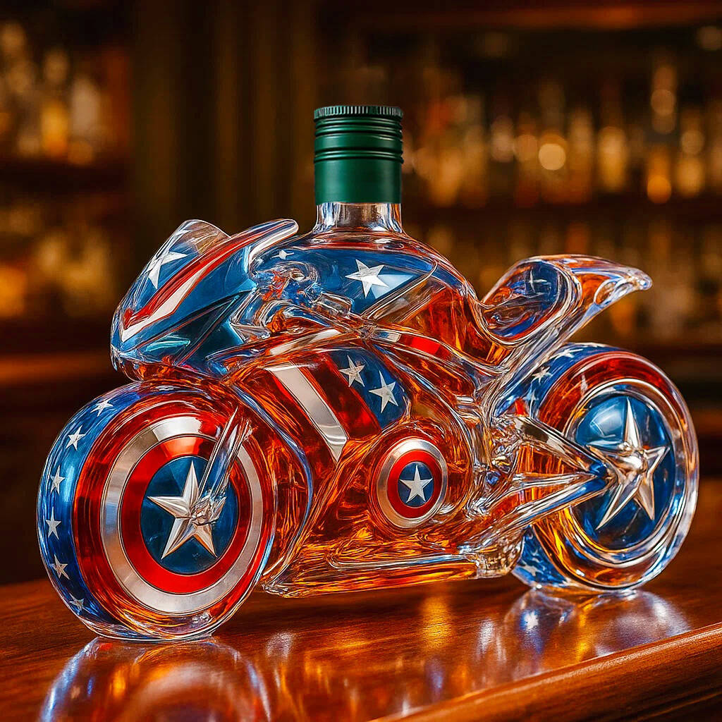 Captain America Motorcycle Whiskey Bottle