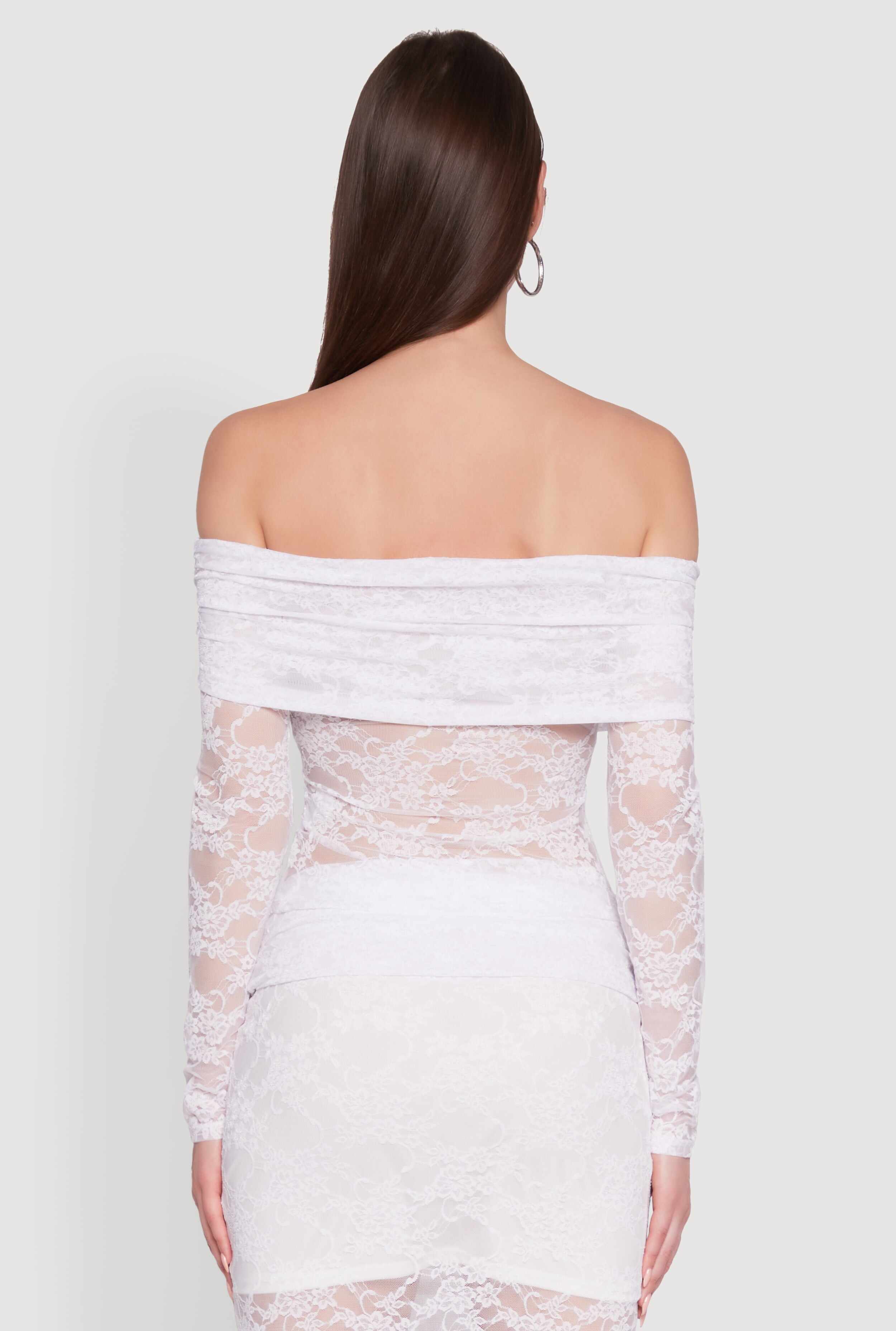 Lace Fold Over Off The Shoulder Blouse