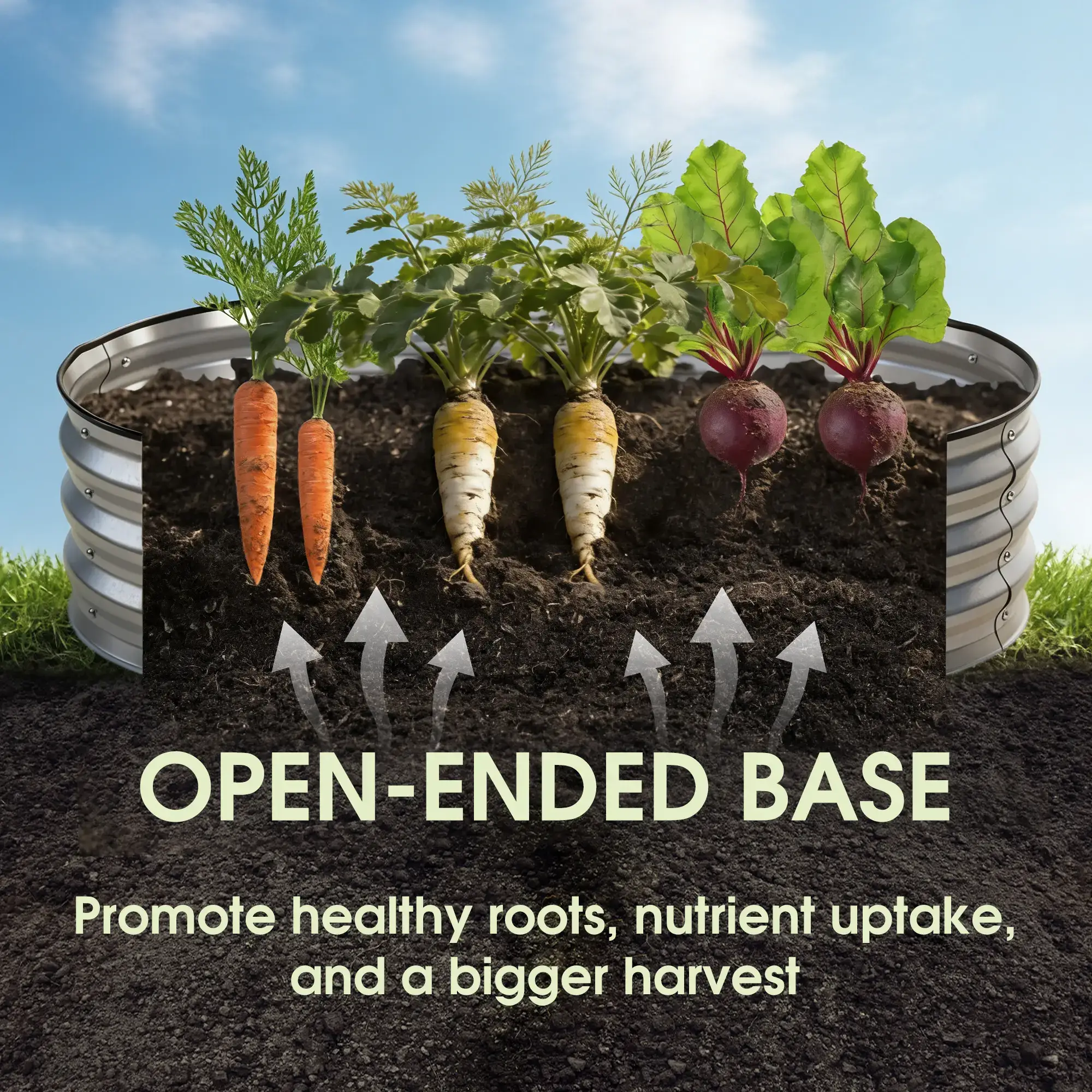 Raised Garden Bed, Outdoor Planter Box with Open Bottom Design, Metal Large Garden Bed for Vegetables, Herbs & Flowers, Rustproof for Backyard & Patio, Silver