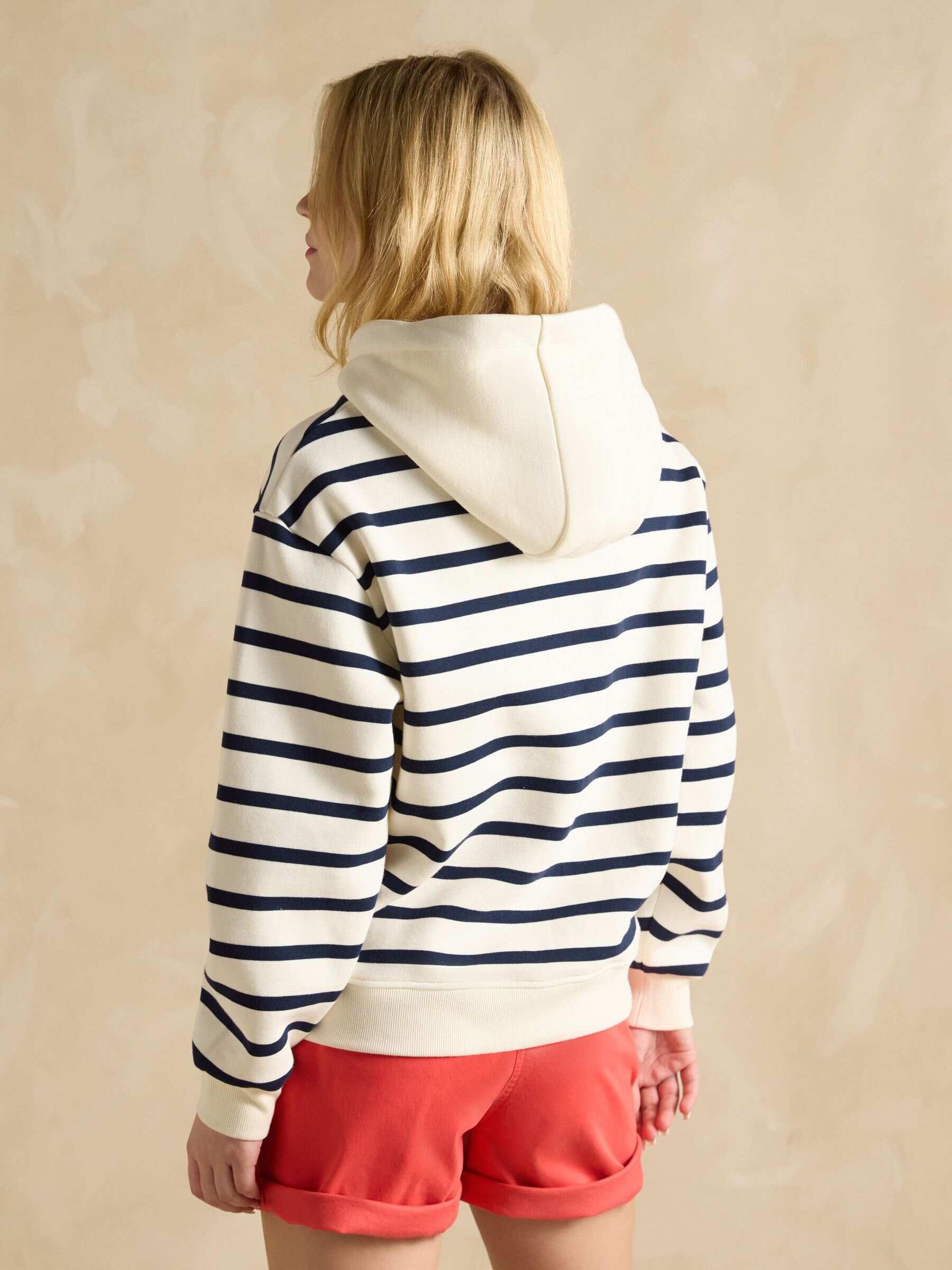 Milbourne Navy & White Striped Cotton Rich Hoodie