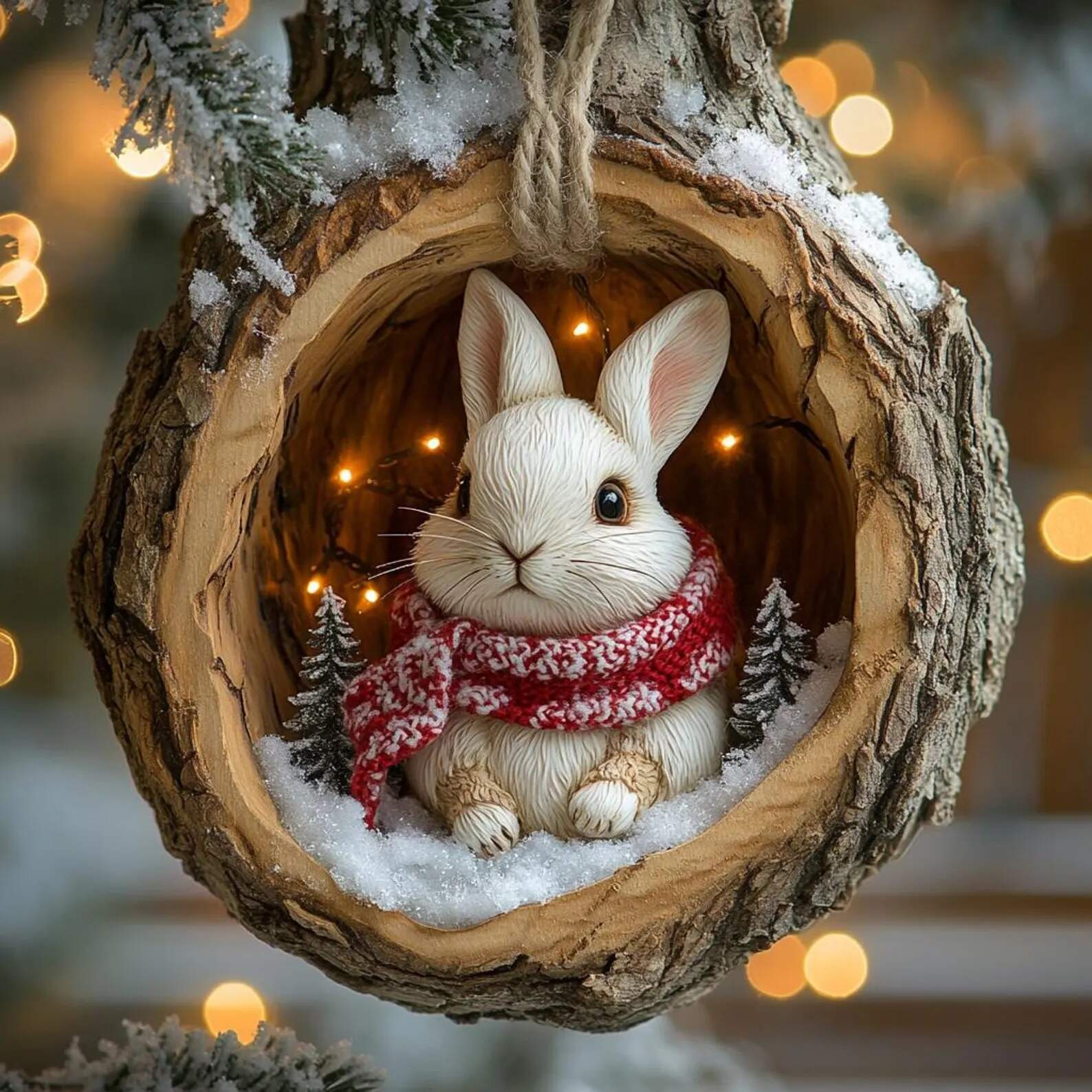 Woodland Winter Bunny Ornament